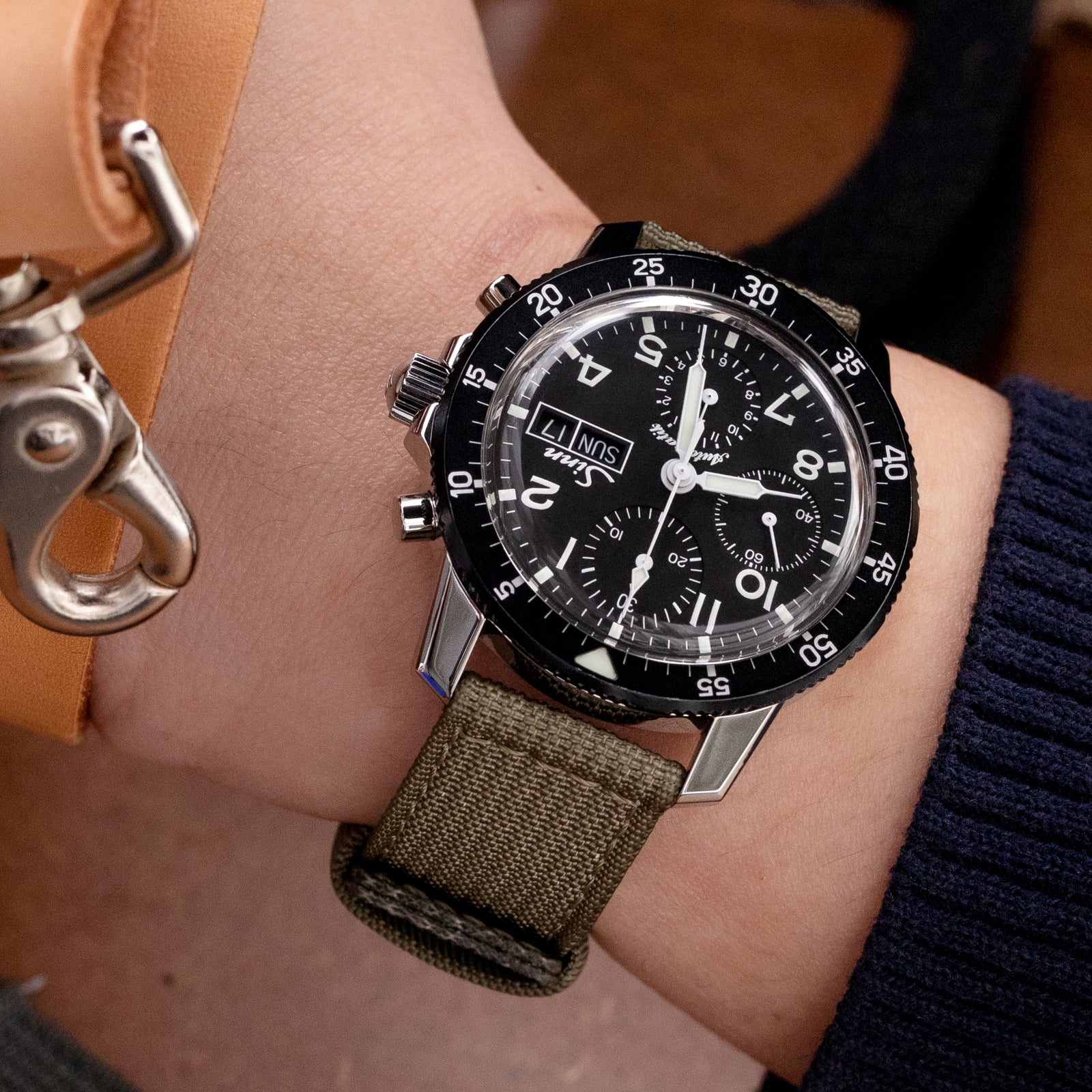 Sinn 103 ST Pilot Chronograph Automatic Watch Nylon watch band by Strapcode