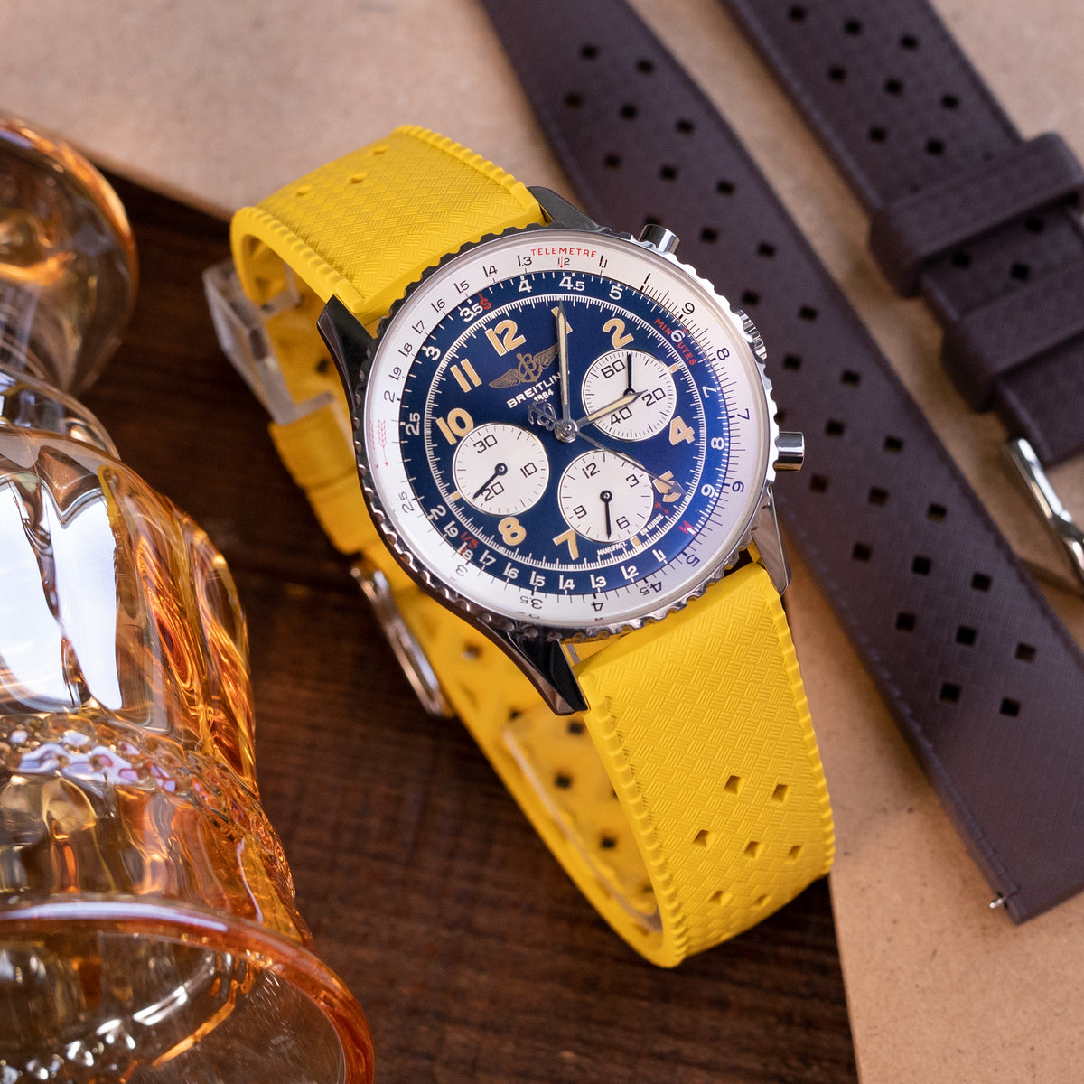 20mm Quick Release Tropical-Style FKM rubber watch strap, Yellow