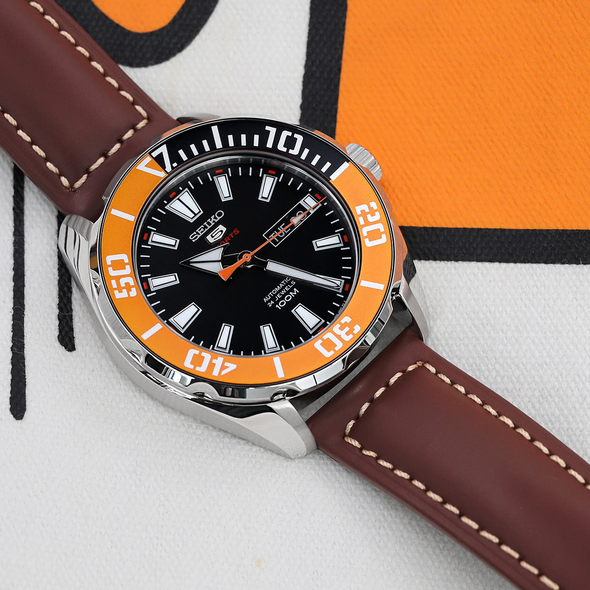 Pecan Brown Tapered Smooth Leather Watch Band, 22mm or 24mm Strapcode Watch Bands