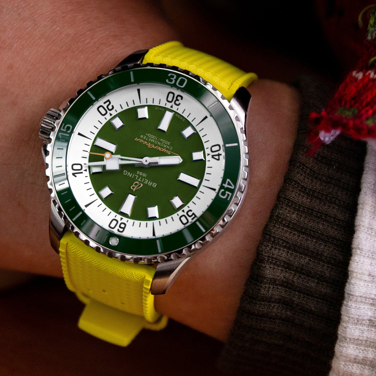 Quick Release Yellow Tropical-Style Pro FKM rubber watch strap, 19mm, 20mm or 22mm