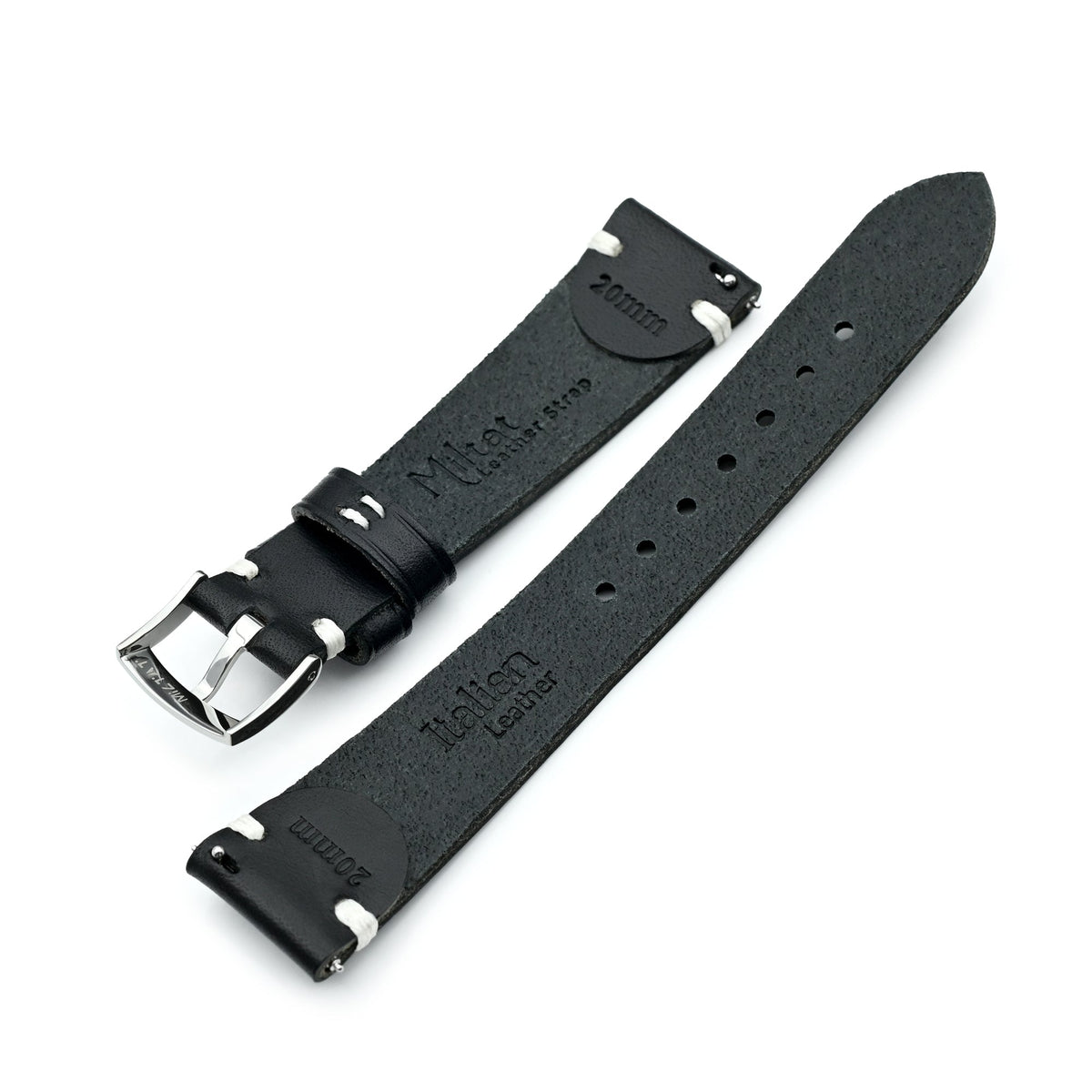 20mm Dark Grey Quick Release Buttero Italian Leather Watch Strap Strapcode Watch Bands