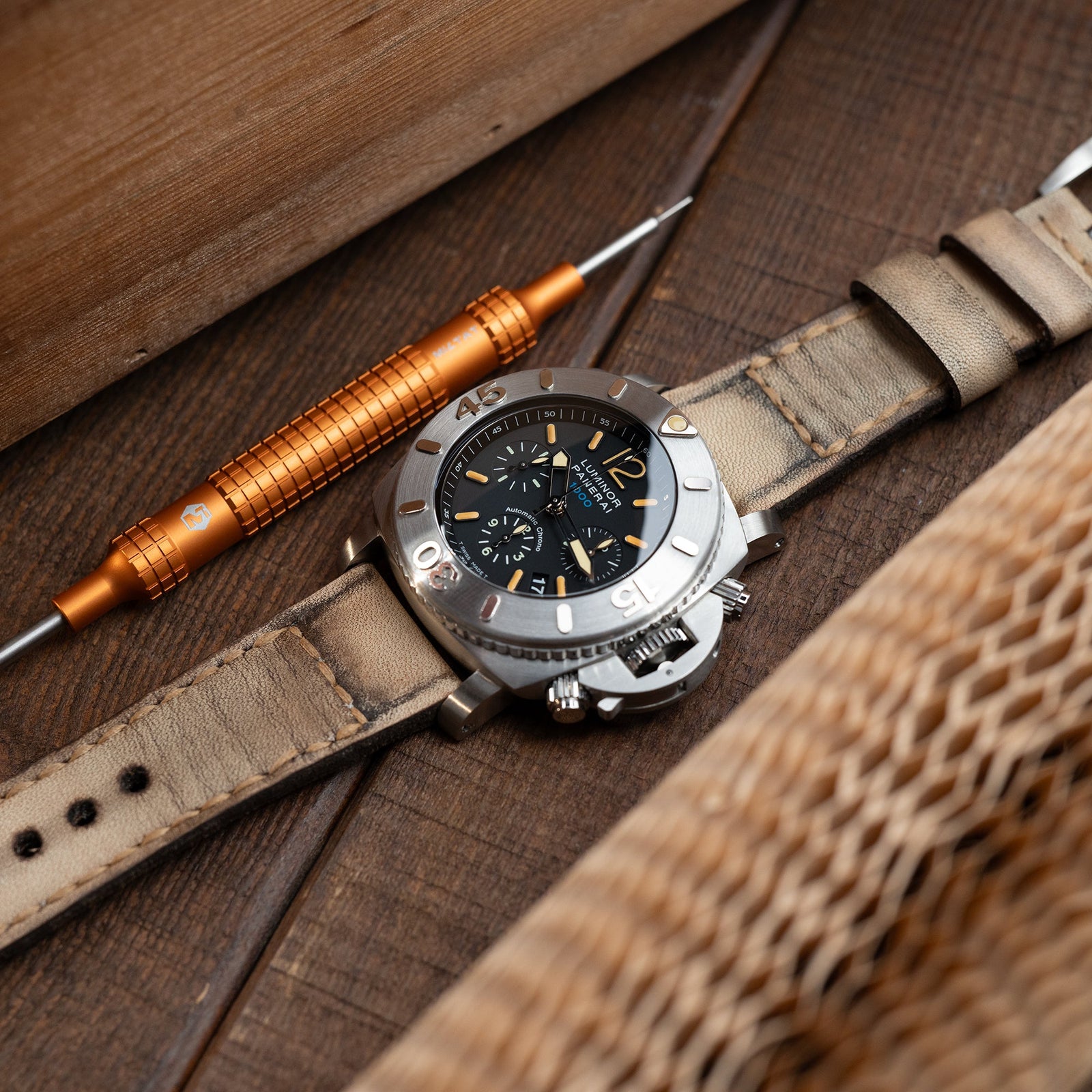 26mm Gunny X MT Caitlin 10 Ivory Tan Handmade Leather Watch Band Strapcode watch bands