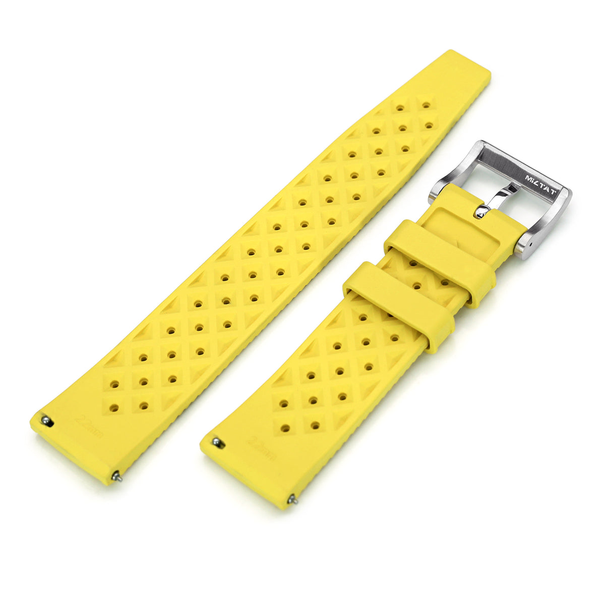 Quick Release Yellow Tropical-Style Pro FKM rubber watch strap, 19mm, 20mm or 22mm