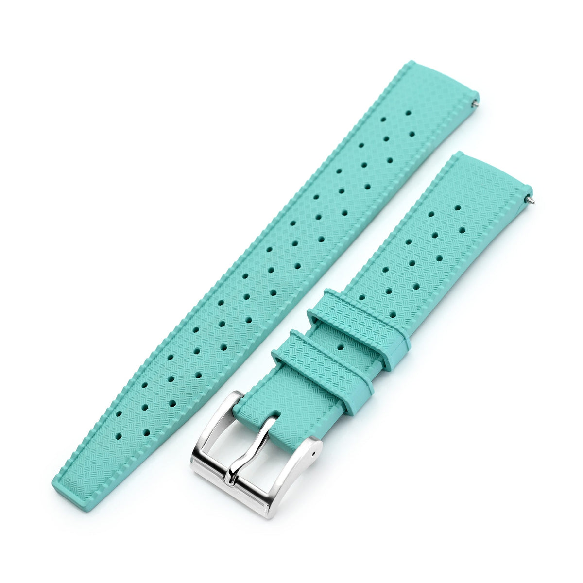Quick Release Turquoise green / blue Tropical-Style Pro FKM rubber watch strap, 20mm Strapcode Watch Bands