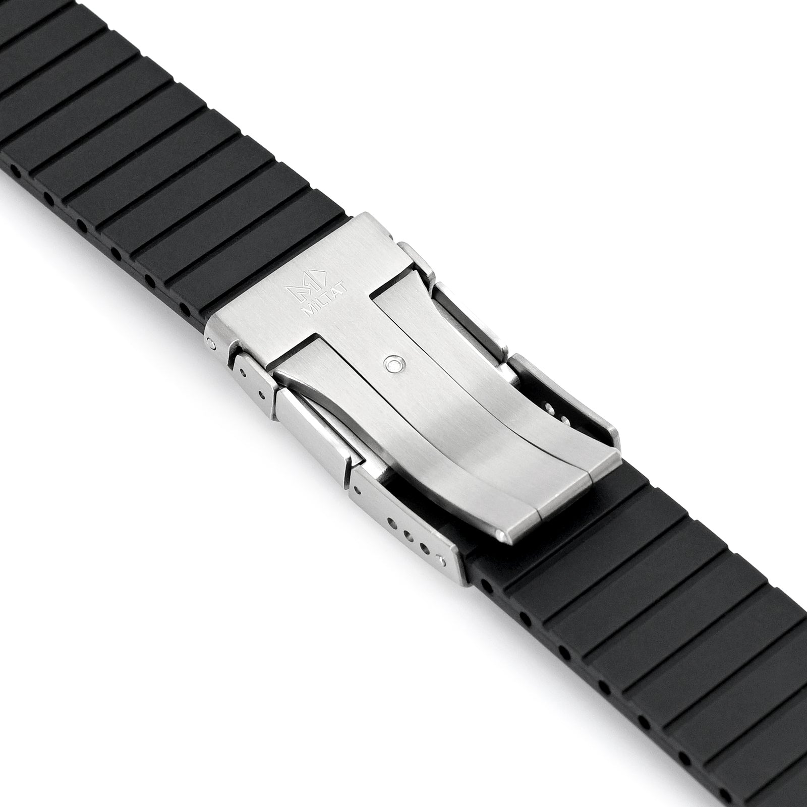 Quick Release FKM27 Black Titanium Slinea Clasp FKM Rubber watch strap, 20mm or 22mm Strapcode watch bands
