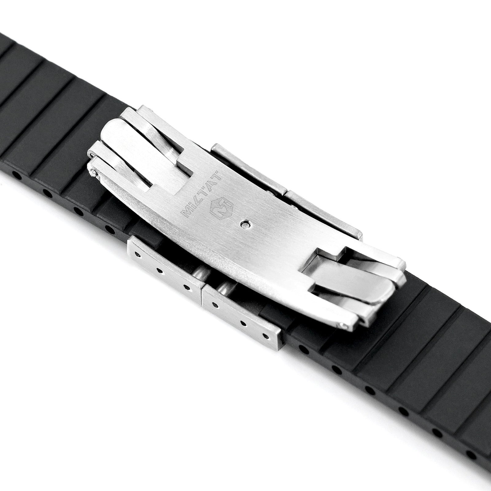 20mm FKM32 Black Rubber Quick Release Watch Band, Deployment Clasp Strapcode watch bands