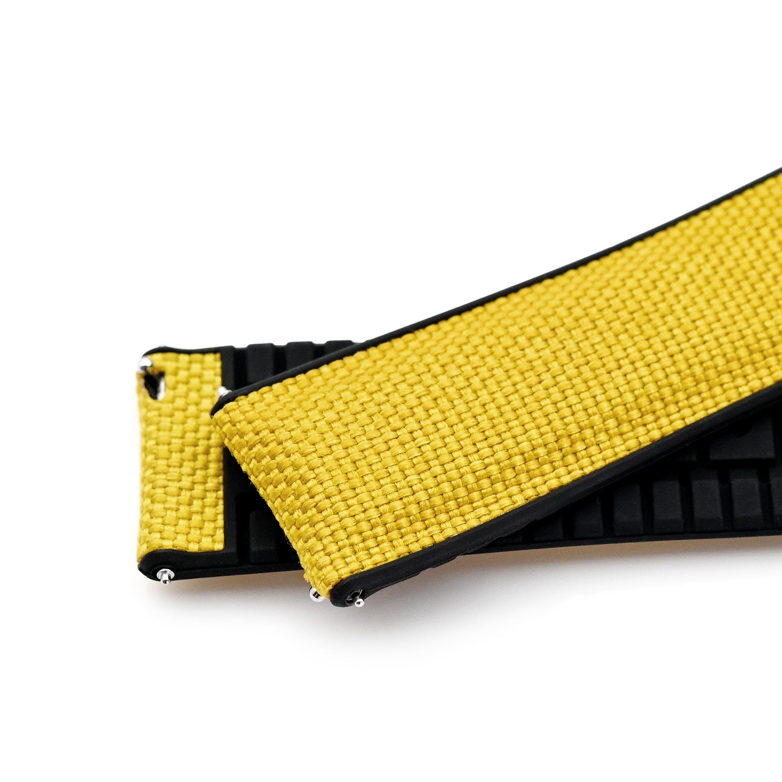 Yellow FKM35 Sailcloth FKM Quick Release Rubber Watch Band, Brushed, 20mm or 22mm  Strapcode watch bands