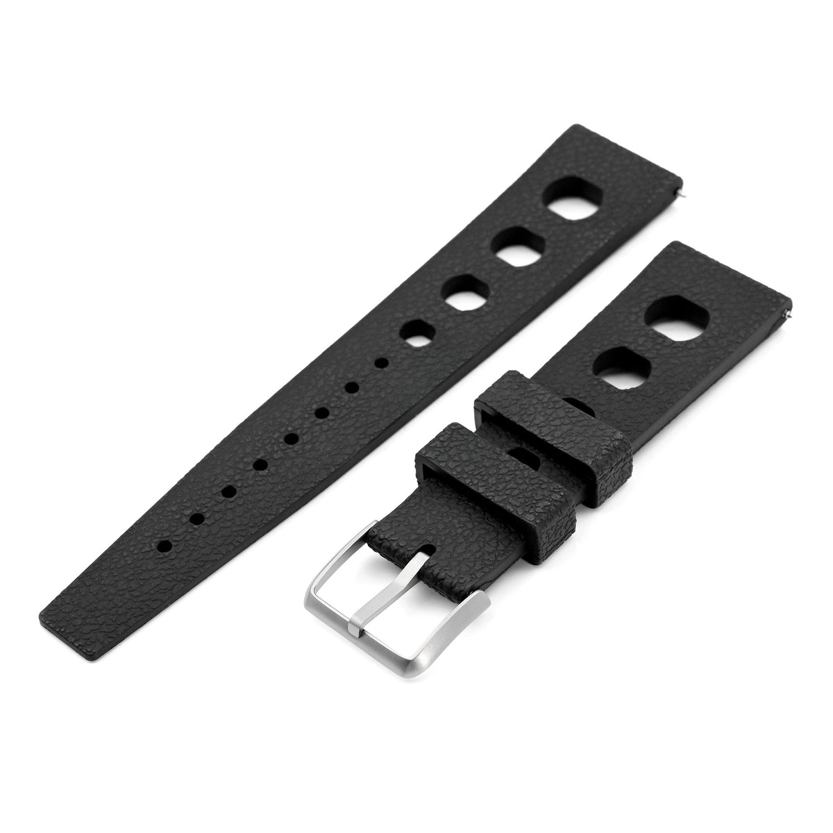 20mm or 22mm FKM36 Black Large Holes Rally FKM Quick Release Rubber watch band Strapcode watch bands