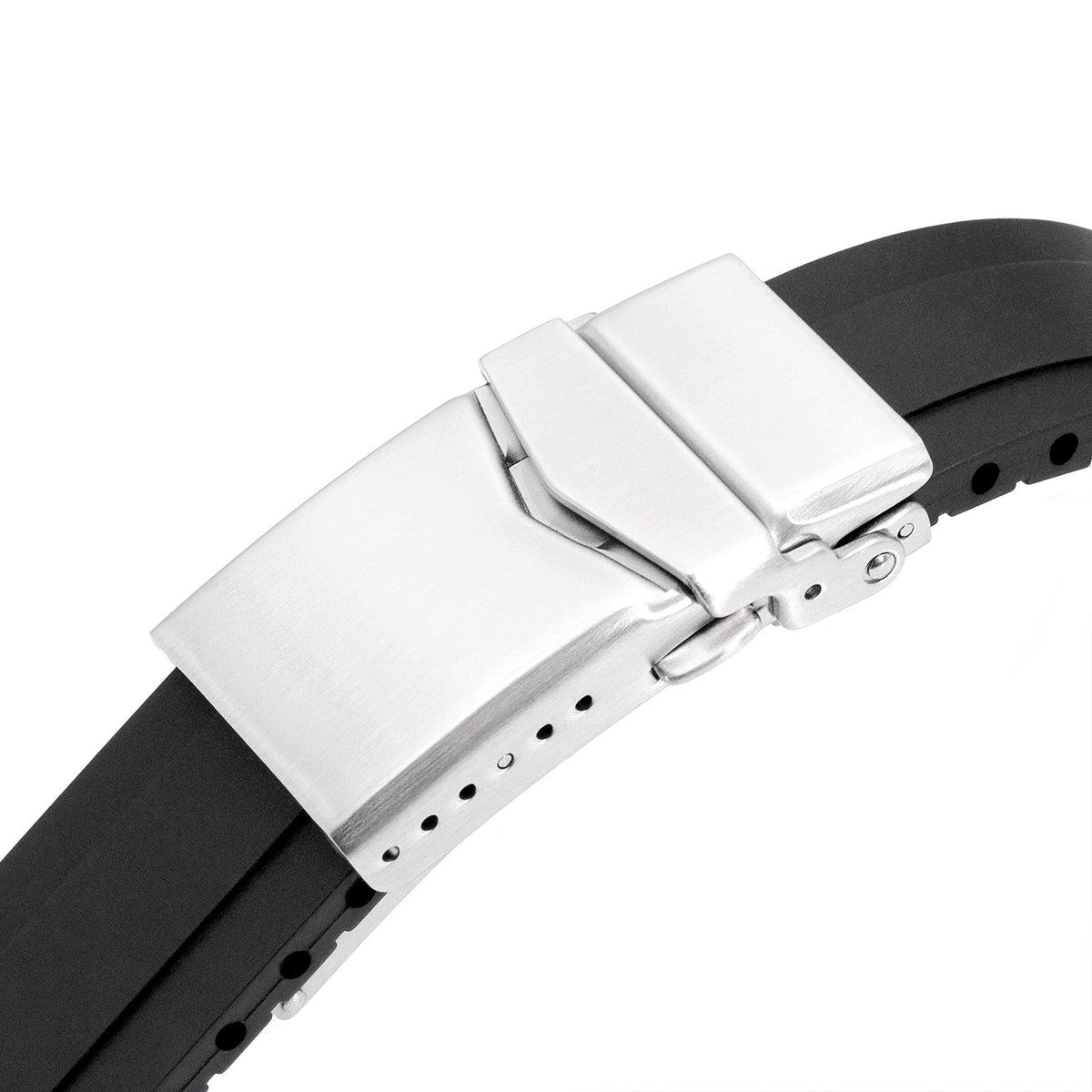 20mm Crafter Blue - MX03-733 Black FKM Rubber Strap With End Links compatible with Hamilton Khaki Field 38mm Strapcode watch bands