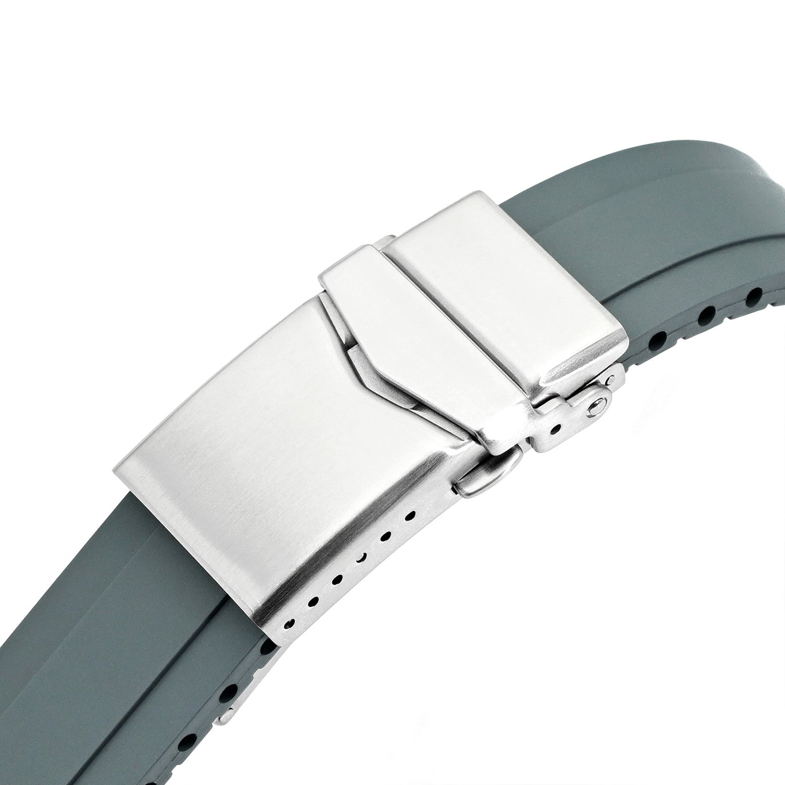 20mm Crafter Blue - MX03-733 Light Grey FKM Rubber Strap With End Links compatible with Hamilton Khaki Field 38mm Strapcode watch bands