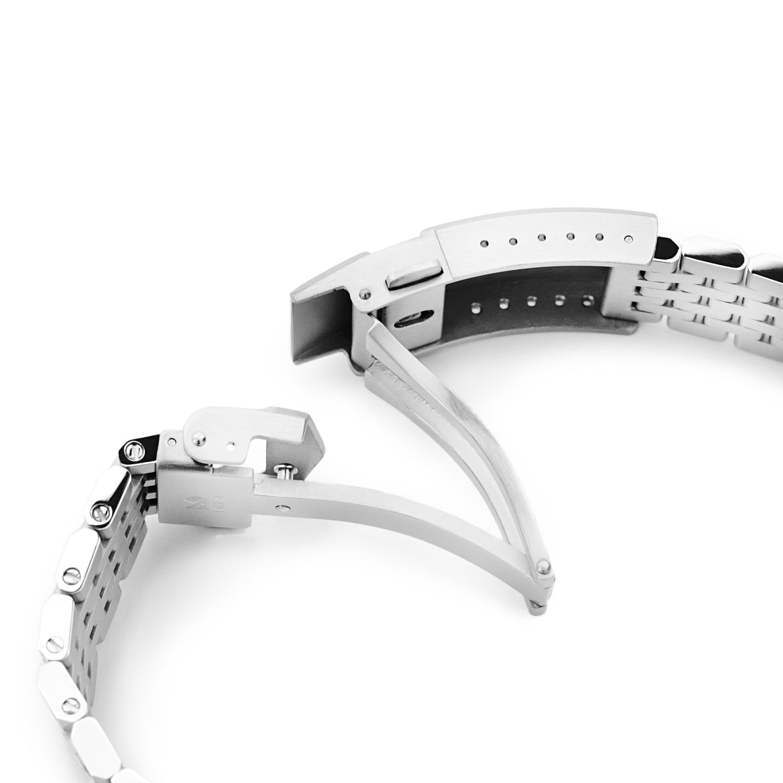 20mm Asteroid Watch Band for Seiko 5 Sports 38mm, 316L Stainless Steel Brushed and Polished V-Clasp Strapcode Watch Bands