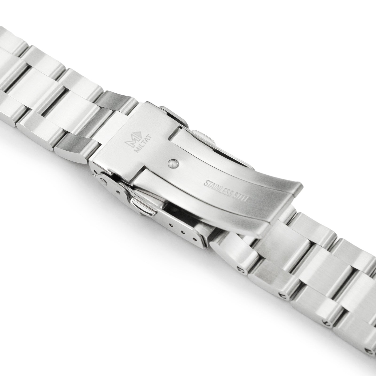 20mm Super-O Boyer Watch Band compatible with Seiko SKX013, 316L Stainless Steel Brushed Diver Clasp