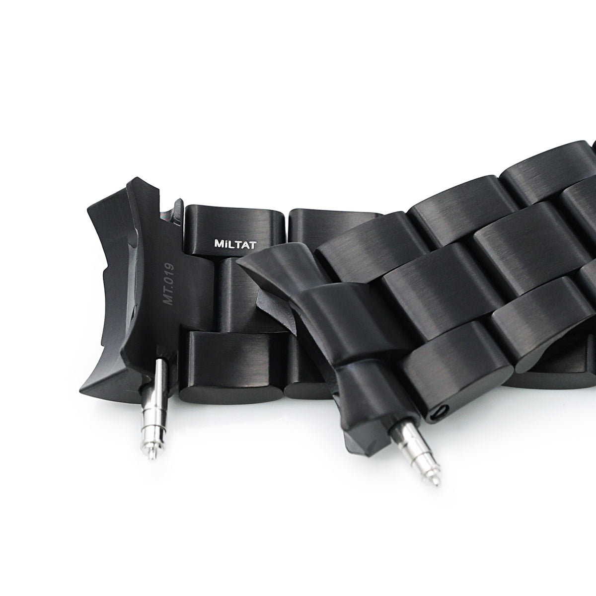 22mm Super-O Boyer Watch Band for Seiko SKX007 SKX009 SKX011, Stainless Steel - Brushed (DLC) Black Coating, V Diver Clasp