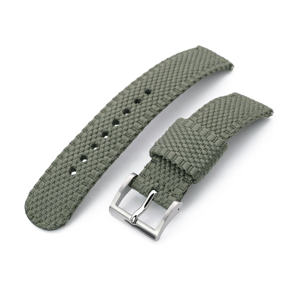 2-pcs Unique Pattern Military Green Watch Band, Polished Buckle