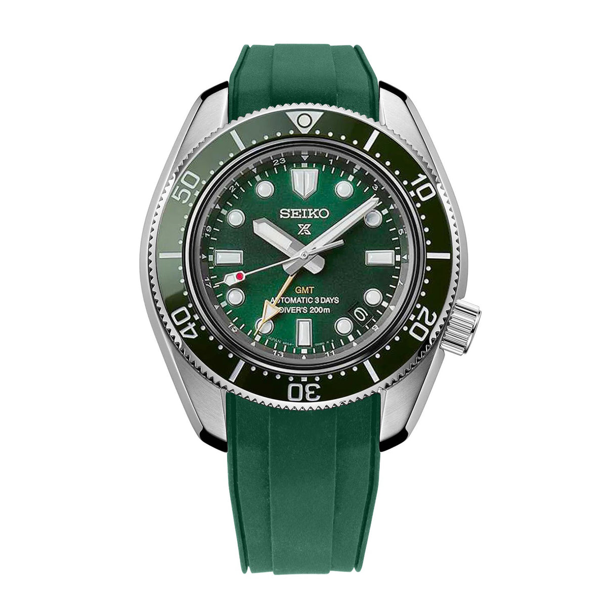 StrapXPro - SBX1A Rubber Strap for Seiko Prospex 1968 Diver's Modern Re-interpretation MM200 GMT Series SPB381, Green