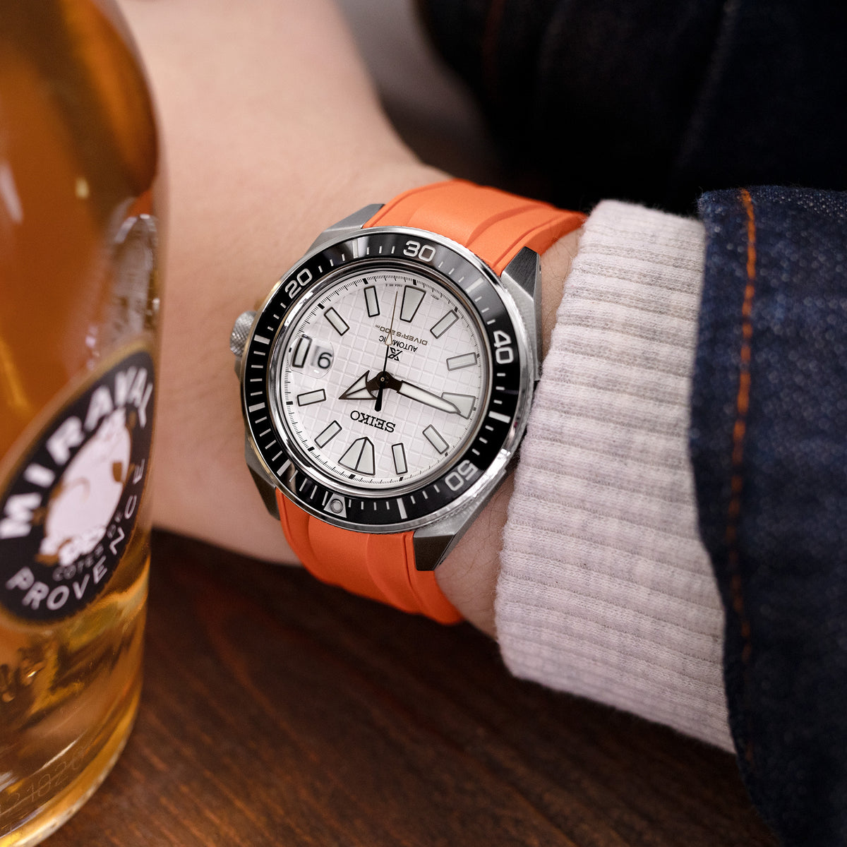 StrapXPro - SRX1A Vulcanized Rubber Strap for Seiko Samruai, King Samruai, Orange