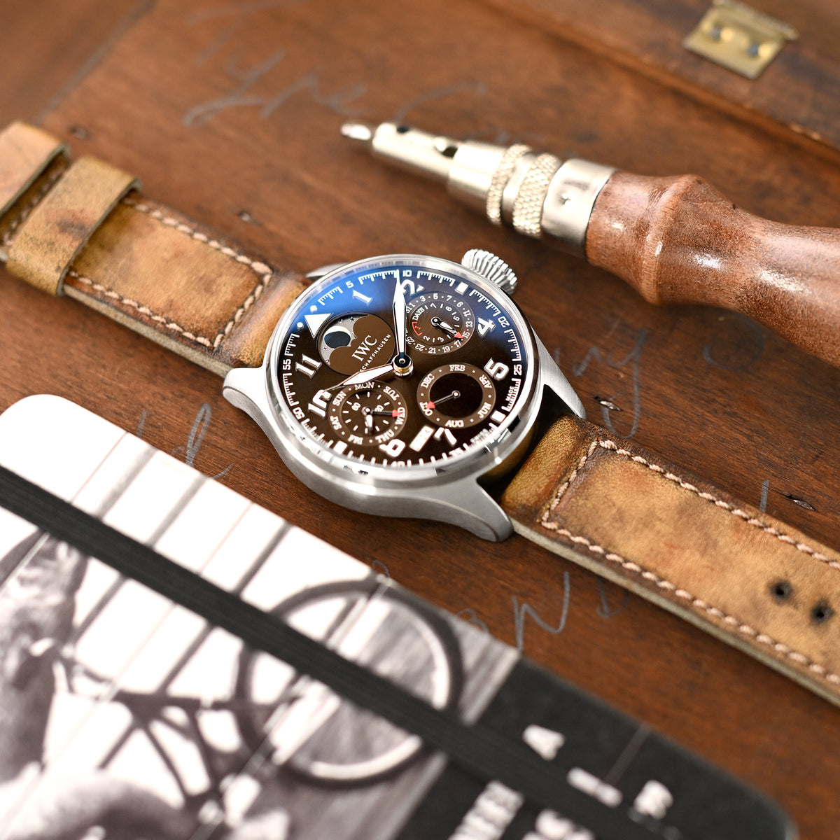 22mm Gunny X MT MISSION POSSIBLE 1 (MP1) Series Vintage Brown Leather Watch Strap