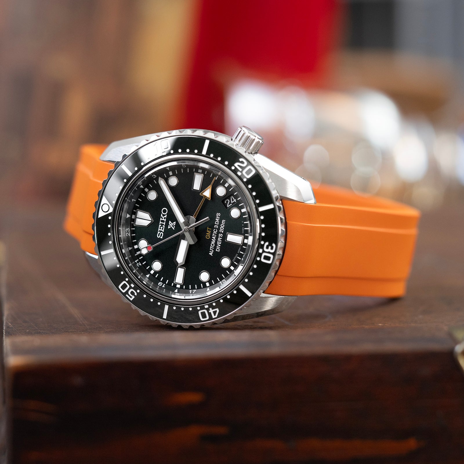 20mm Crafter Blue - Orange Rubber Curved Lug Watch Strap for Seiko Baby MM200 & Mini Turtles SRPC35 Strapcode Watch Bands