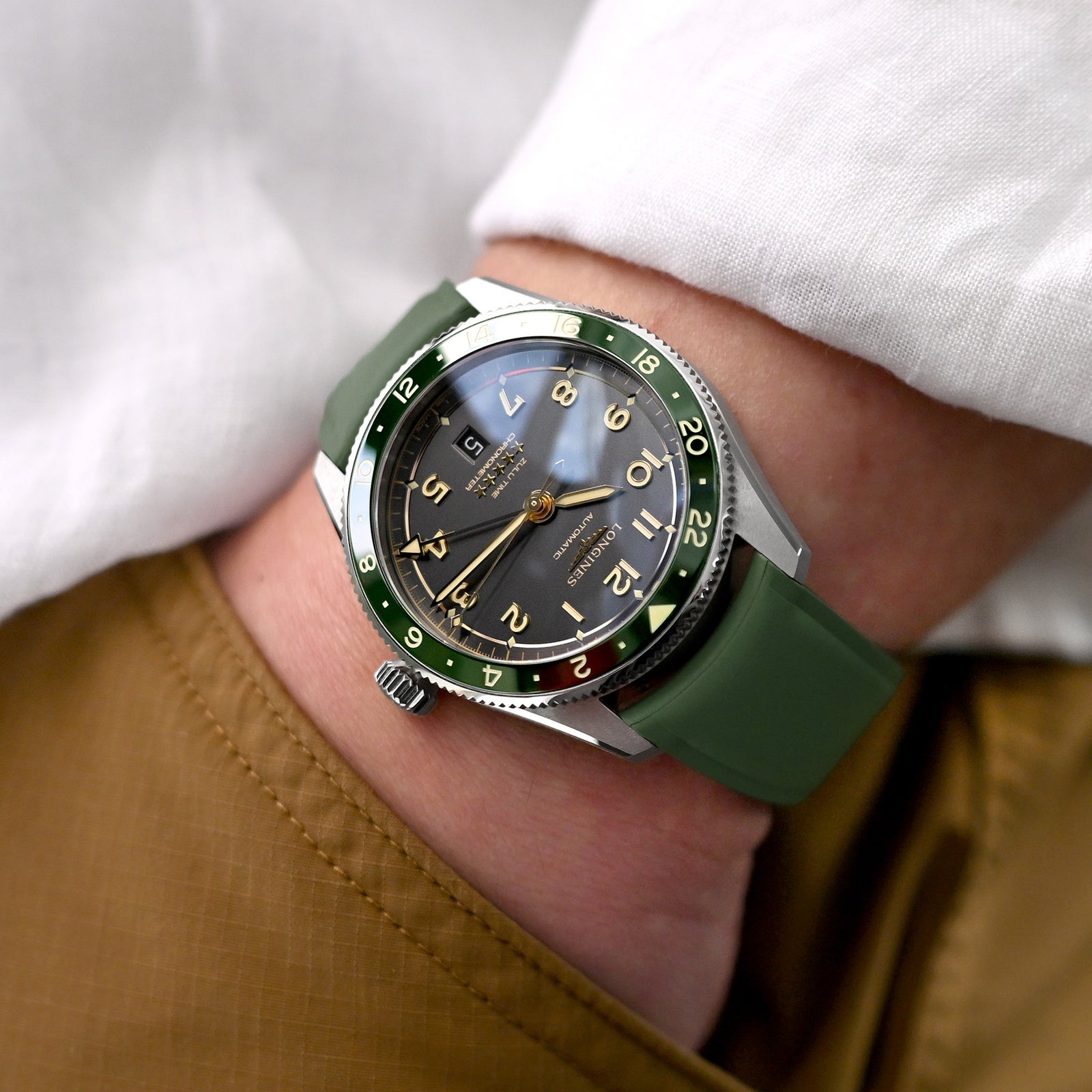 Crafter Blue - CX03 Oliver Green Quick Release Flexi-Curved FKM Rubber Watch Strap Strapcode Watch Bands