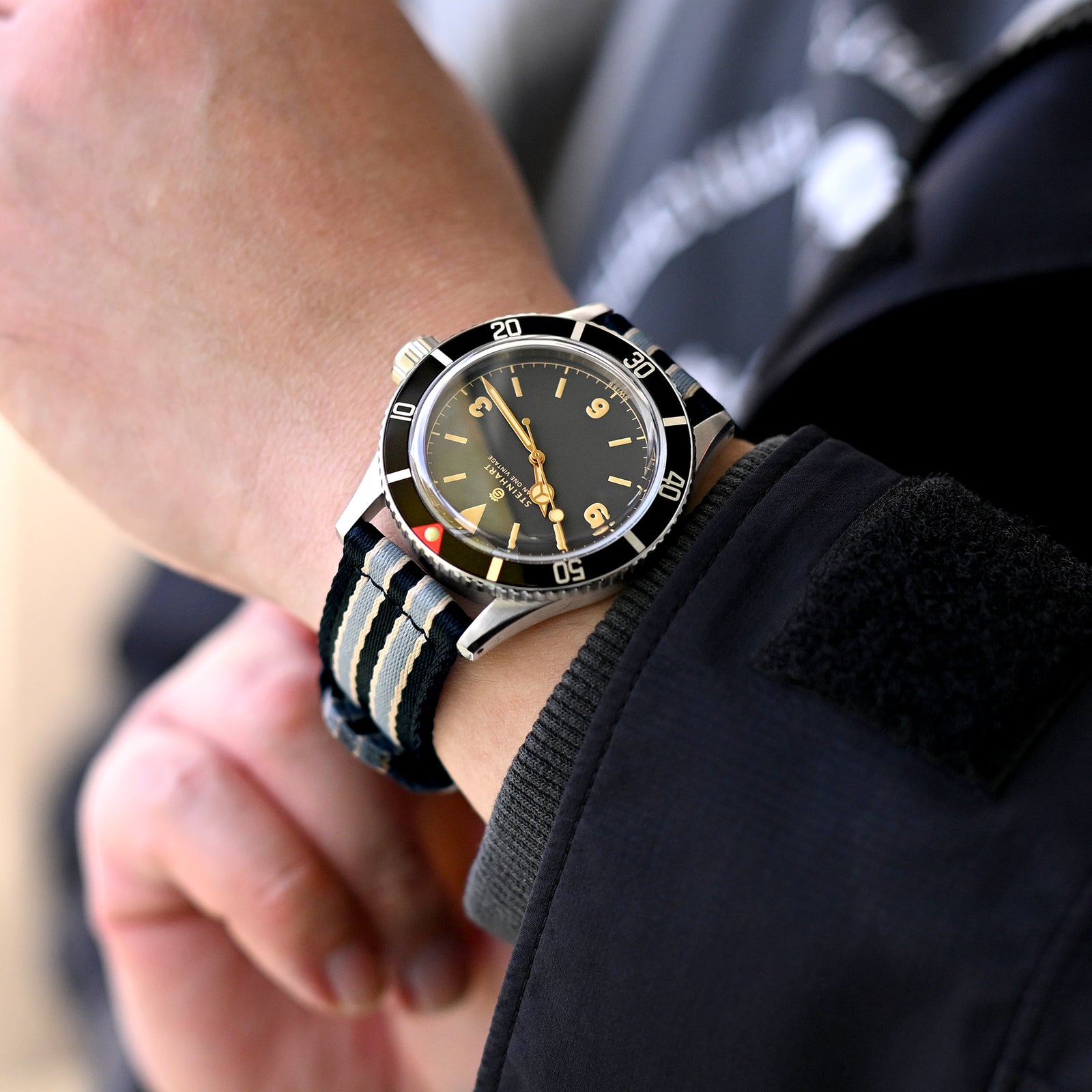 Steinhart Ocean One Vintage Diver Watch Nylon watch band from Strapcode