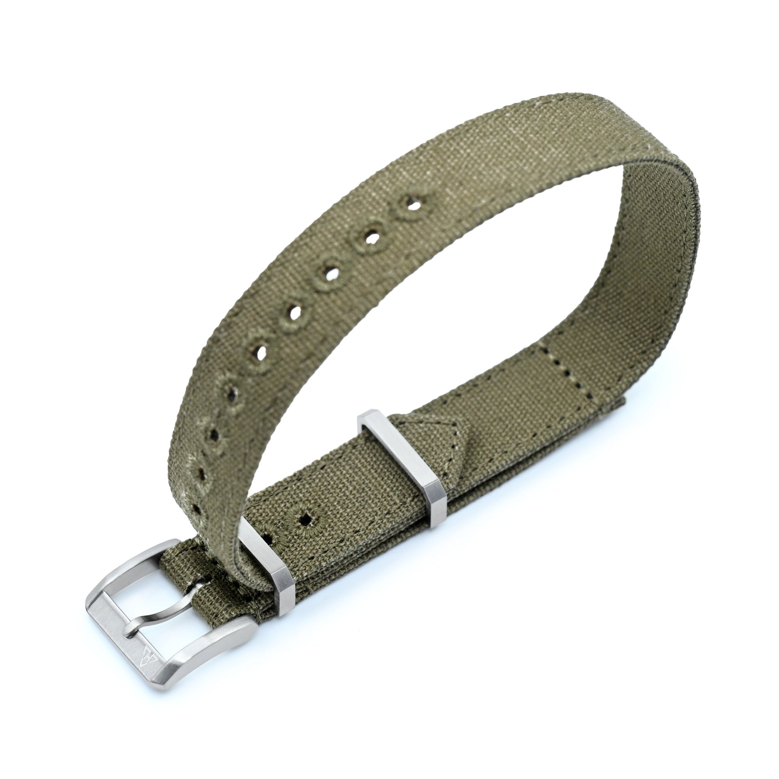 Olive Drab 16mm Canvas One-Piece Nylon Armband by HAVESTON Straps, Brushed