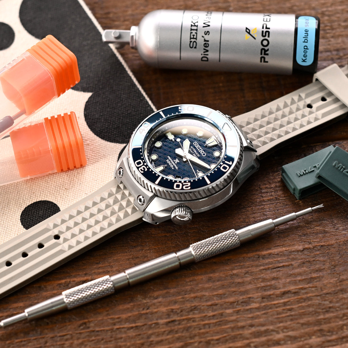 Chaffle Sand FKM Rubber watch strap, 20mm or 22mm