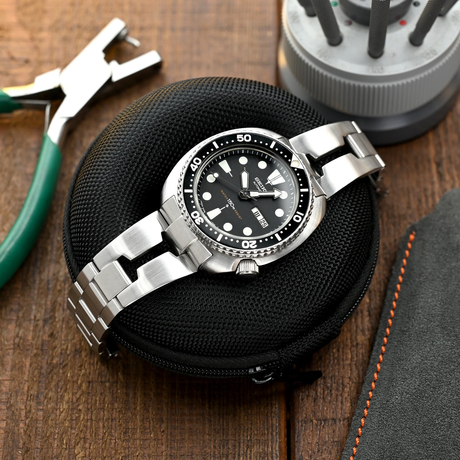 Retro Shaver Blade 22mm Stainless Steel Bracelet for Seiko 6309-7040 6309-7049