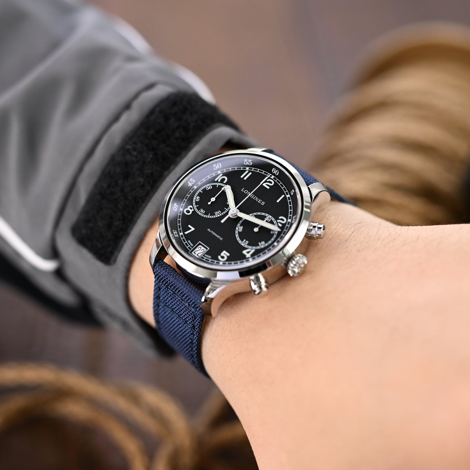 Q.R. Navy Blue Sailcloth Watch Band with leather lining, 19mm, 20mm or 23mmStrapcode watch bands