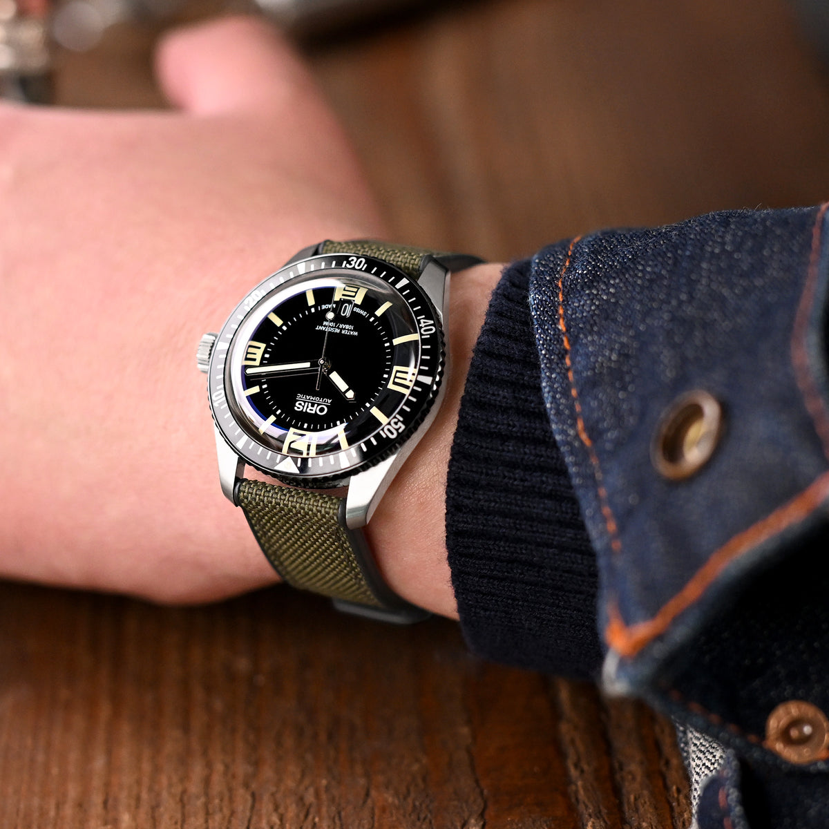 Green Quick Release Hybrid Sailcloth FKM Rubber Sports Watch Strap, 20mm or 22mm