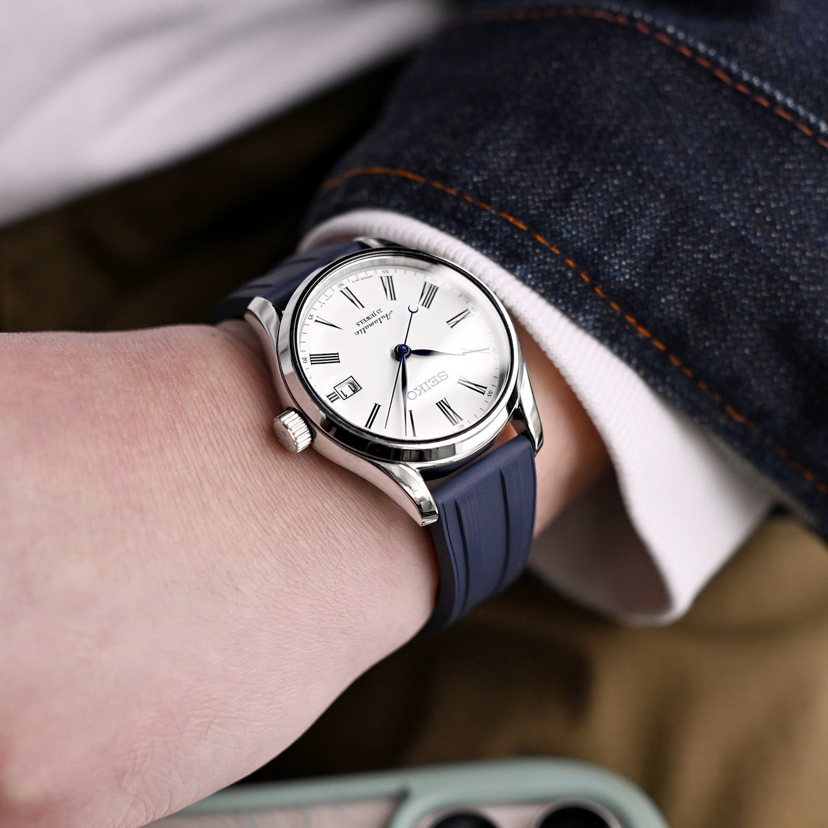 20mm Quick Release FKM28 Navy Blue FKM Rubber watch strap