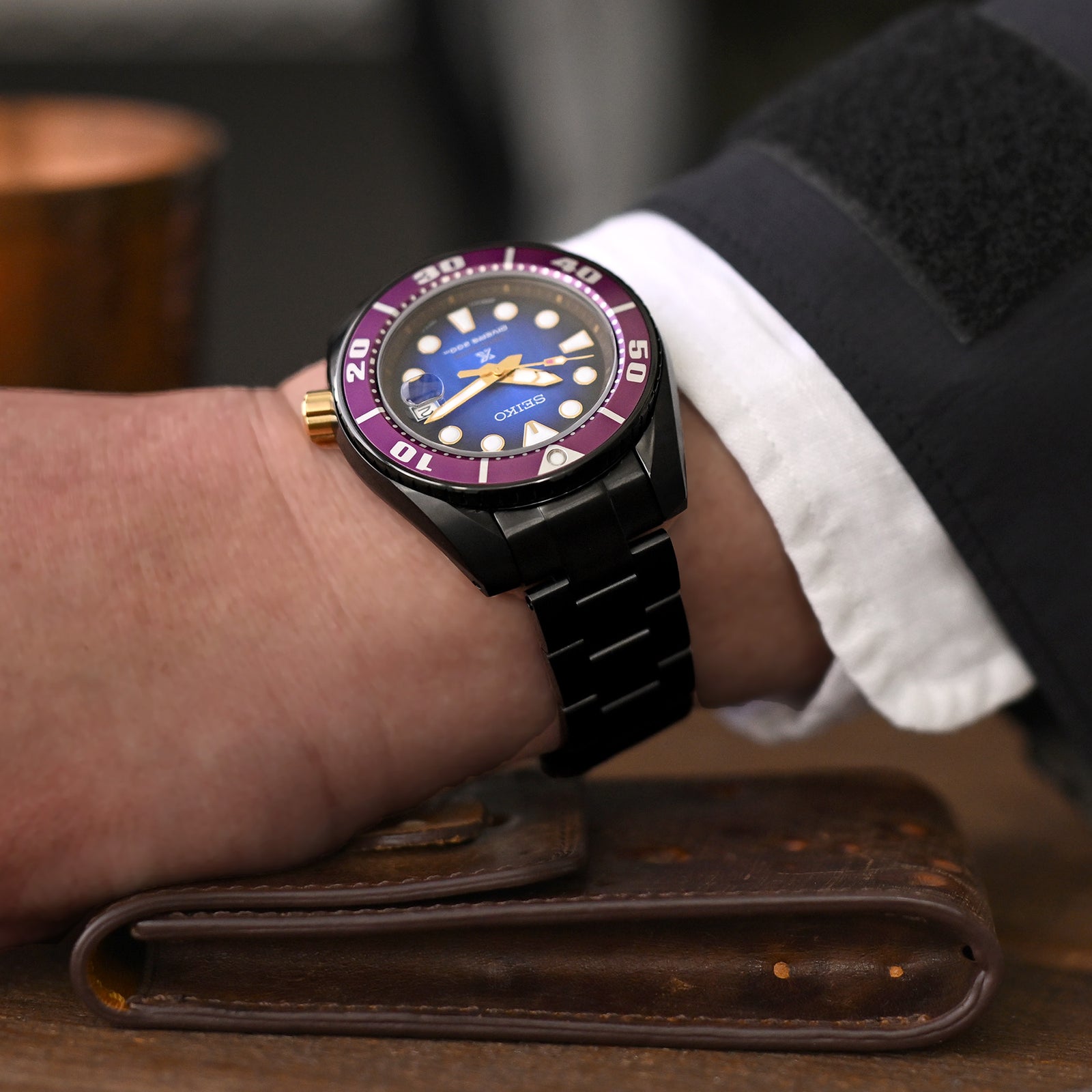 Bracciale in acciaio inox Super-O Boyer DLC nero 20mm per Seiko Sumo