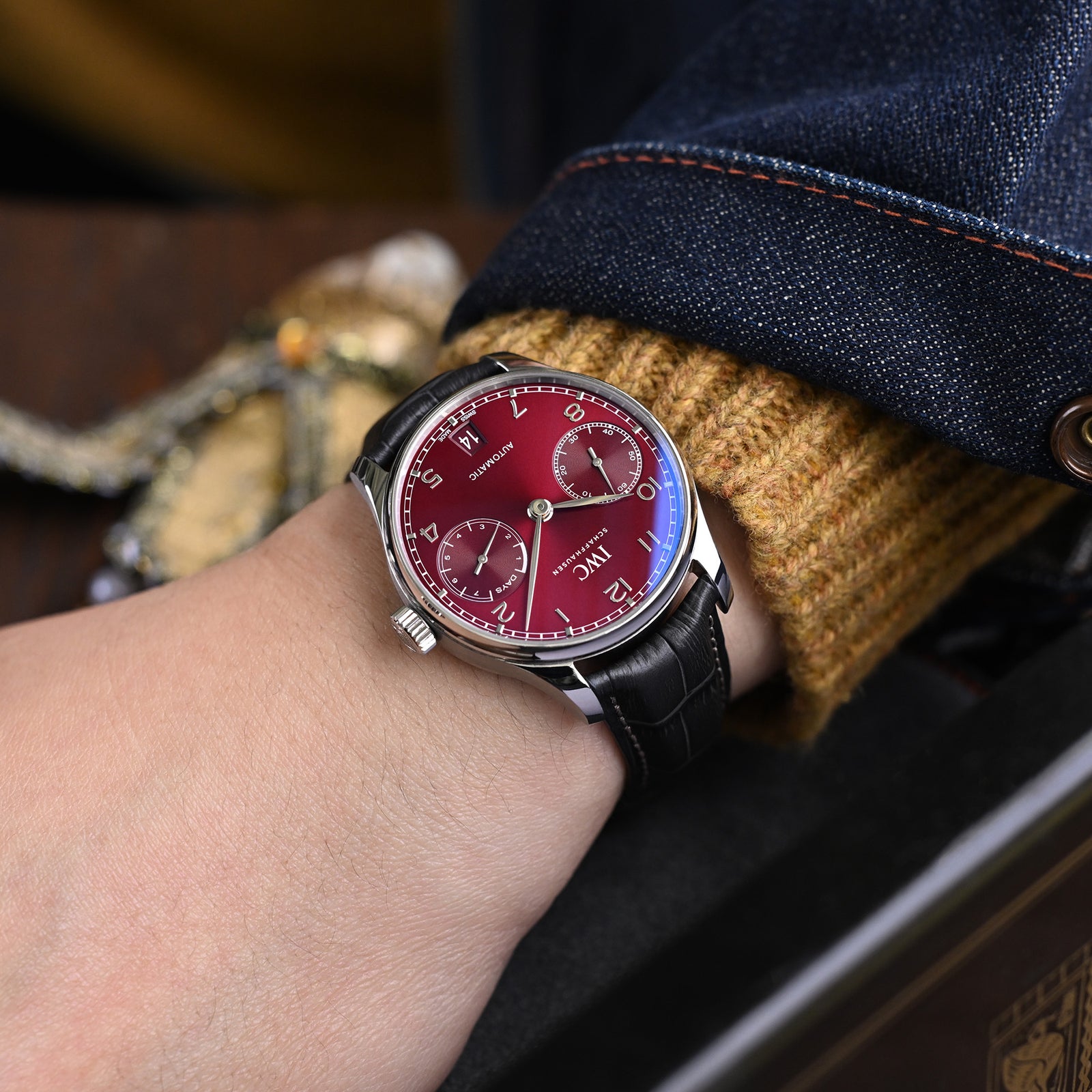 20mm or 22mm CrocoCalf (Croco Grain) Dark Grey Semi-Curved Watch strap Polished Buckle Strapcode Watch Bands