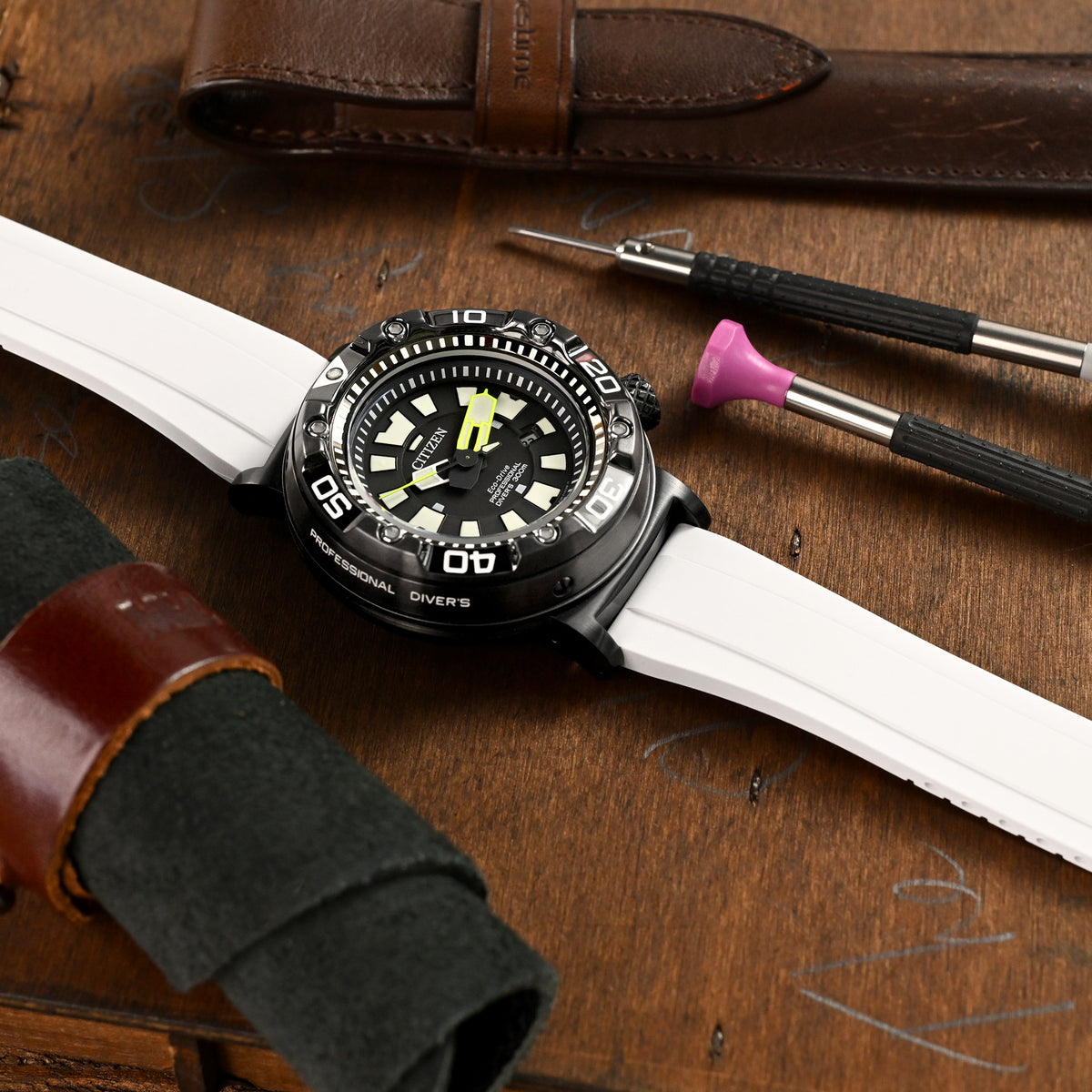 Quick Release FKM27 White FKM Rubber watch strap