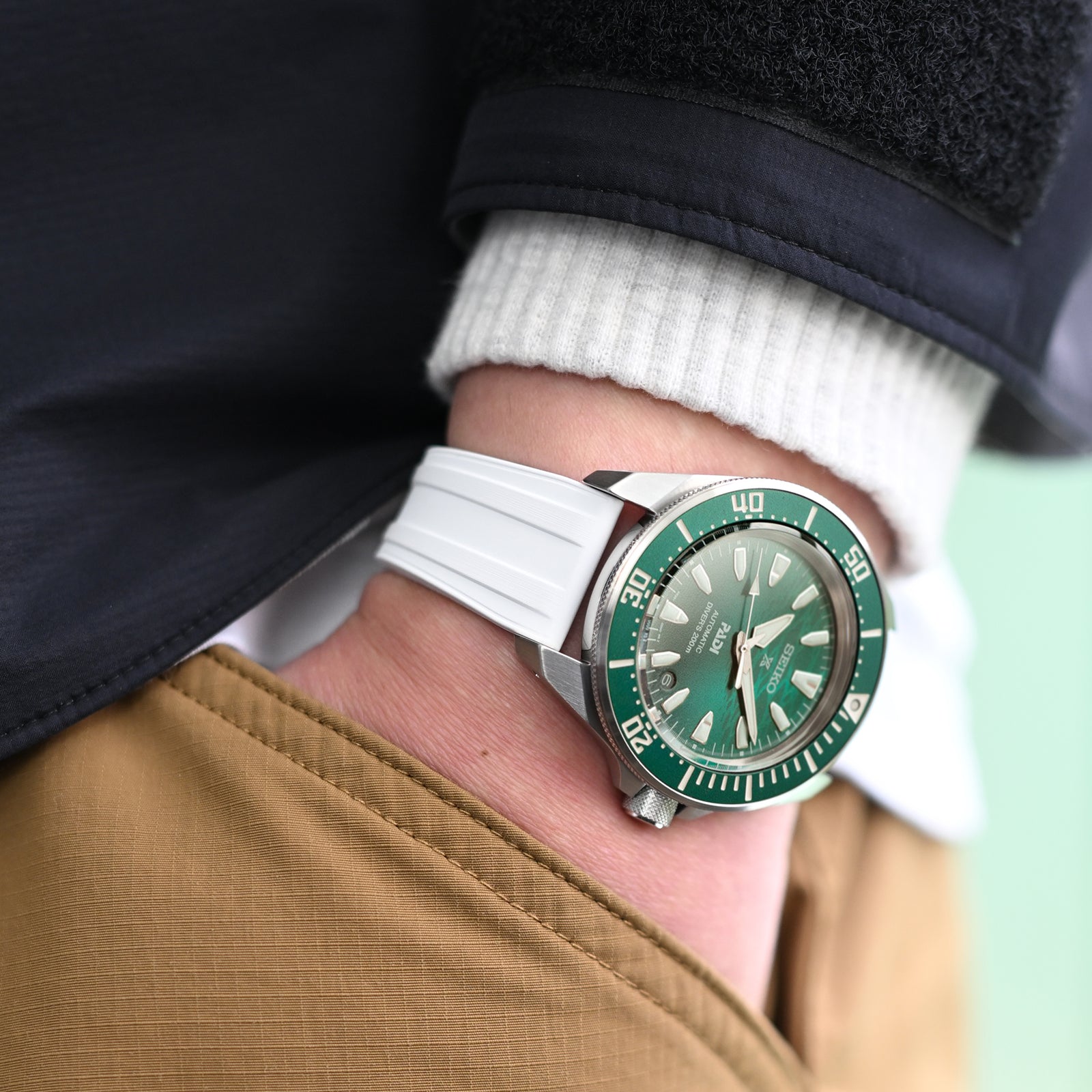 20mm Quick Release FKM28 White FKM Rubber watch strap