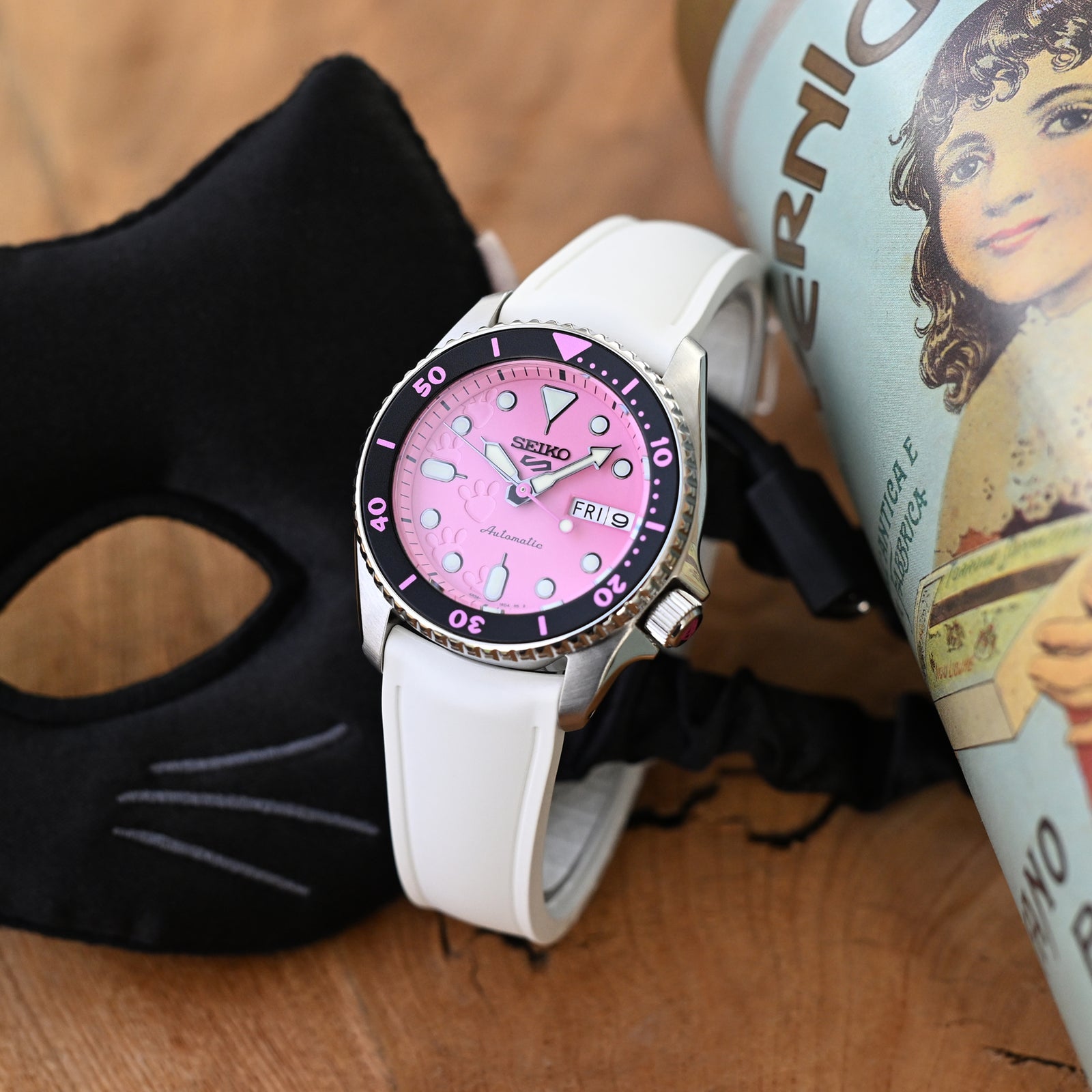 20mm or 22mm FKM34 Off White Rubber Quick Release Watch Band, Deployment Clasp Strapcode watch band