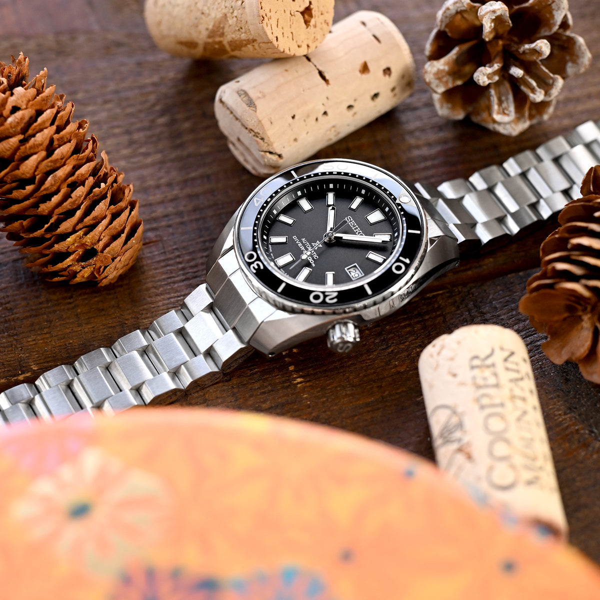 20mm Hexad Watch Band for Seiko Sumo SBDC001 SBDC031 SBDC081, Stainless Steel - Brushed, V Diver Clasp