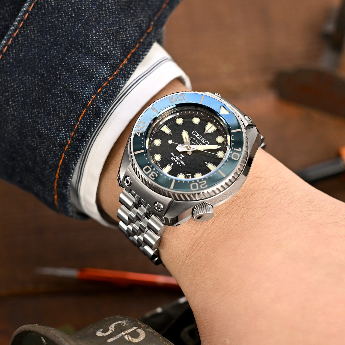 22mm Angus-J Louis JUB Watch Band Straight End 1.8 Universal Ver., 316L Stainless Steel Brushed V-Clasp