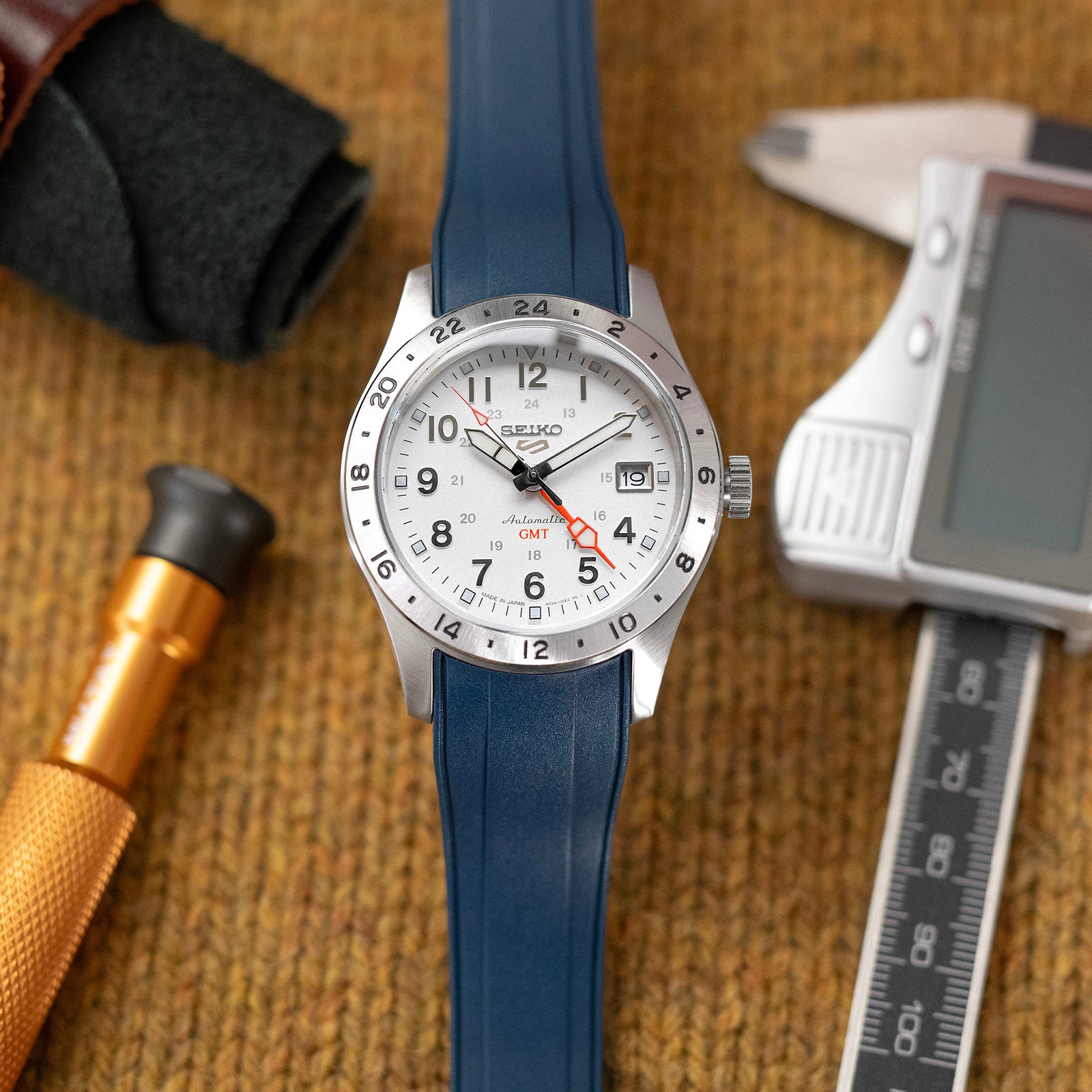 StrapXPro - SX2B (Ver.2) Rubber Strap for New Seiko 5 Sports Field Watch GMT Series, Navy Blue Strapcode watch bands