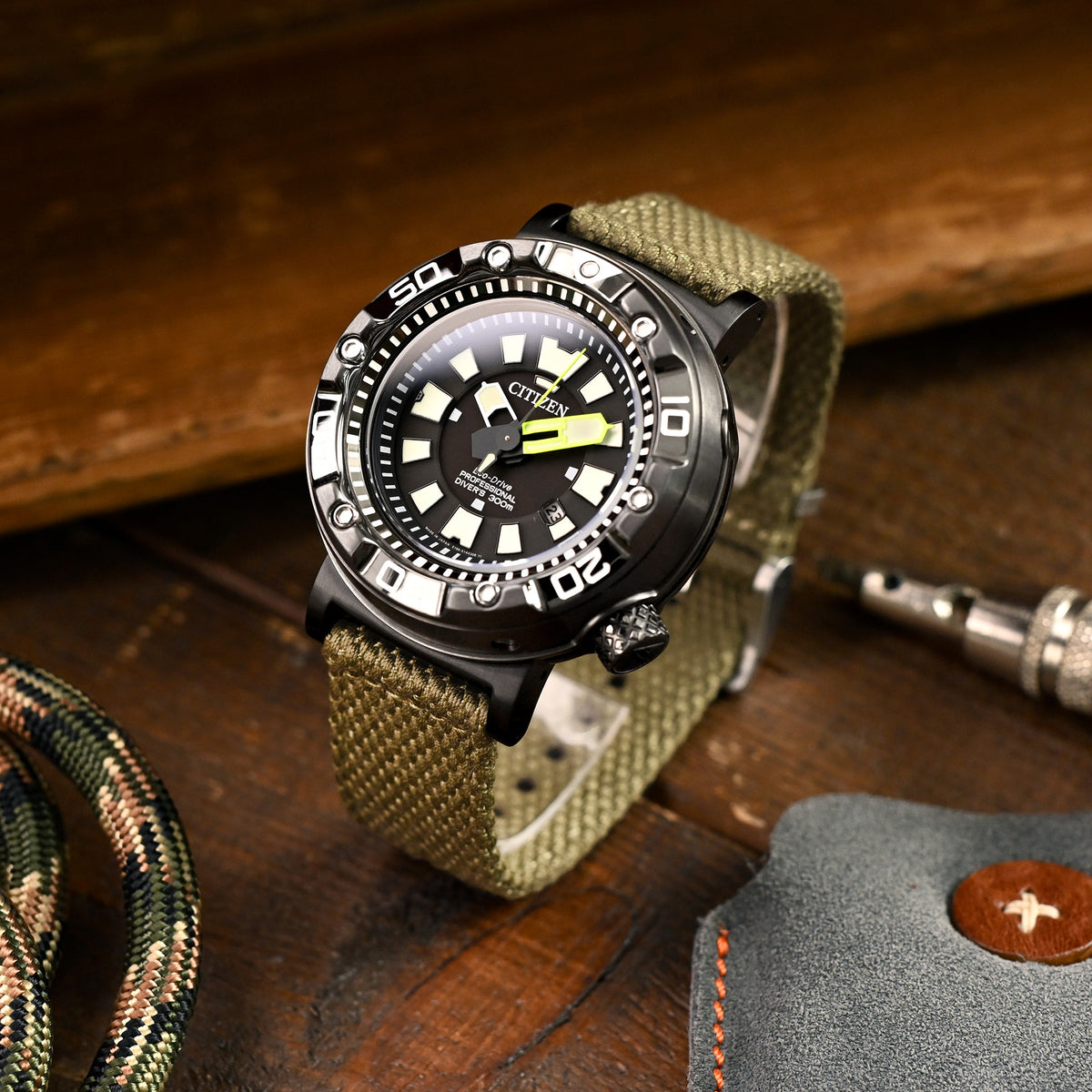 Military Green Premium Nylon Honeycomb Weave Quick release Watch Strap