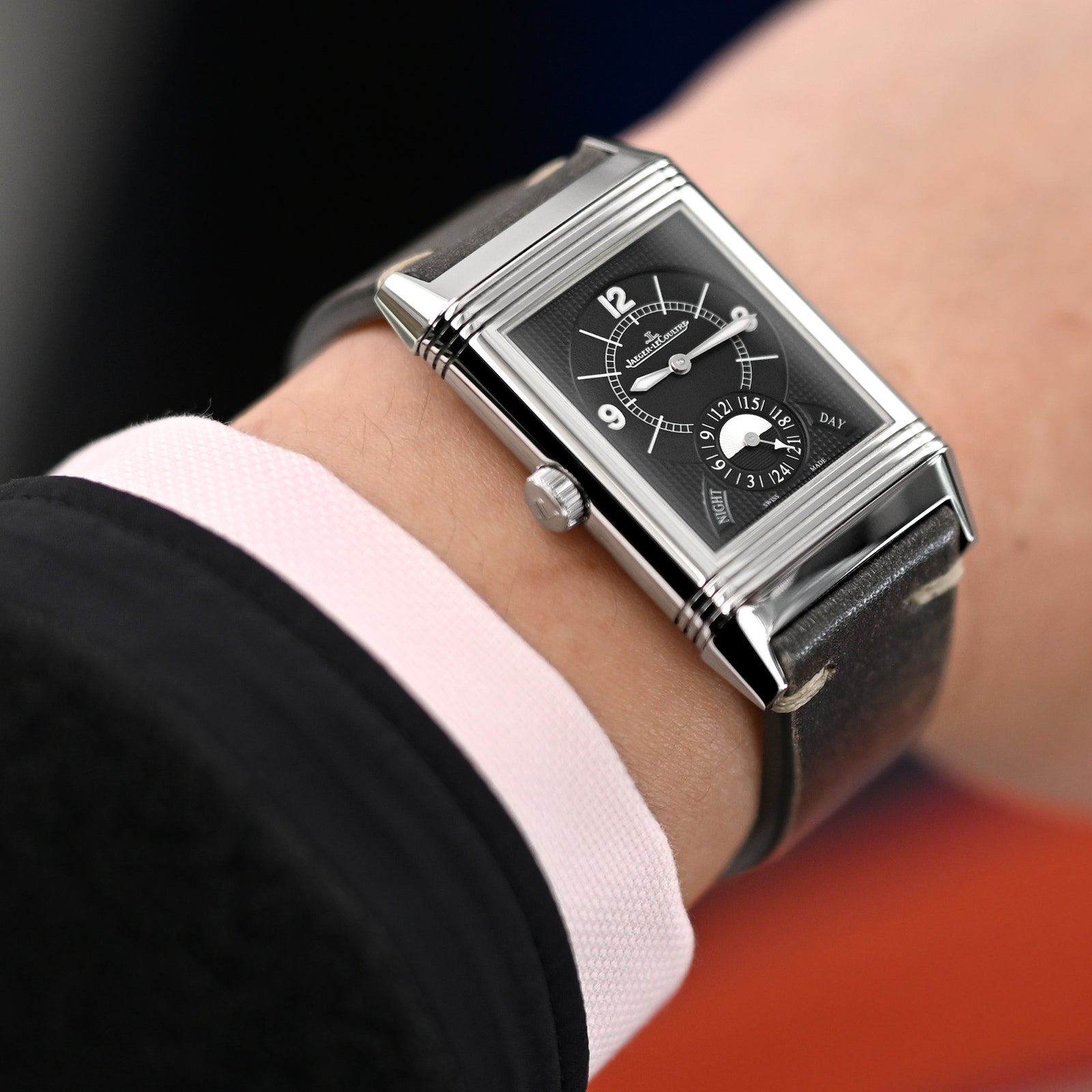 Q.R. 22mm Vintage Black Italian Handmade Leather Watch Strap, Khaki Stitching Strapcode Watch Bands