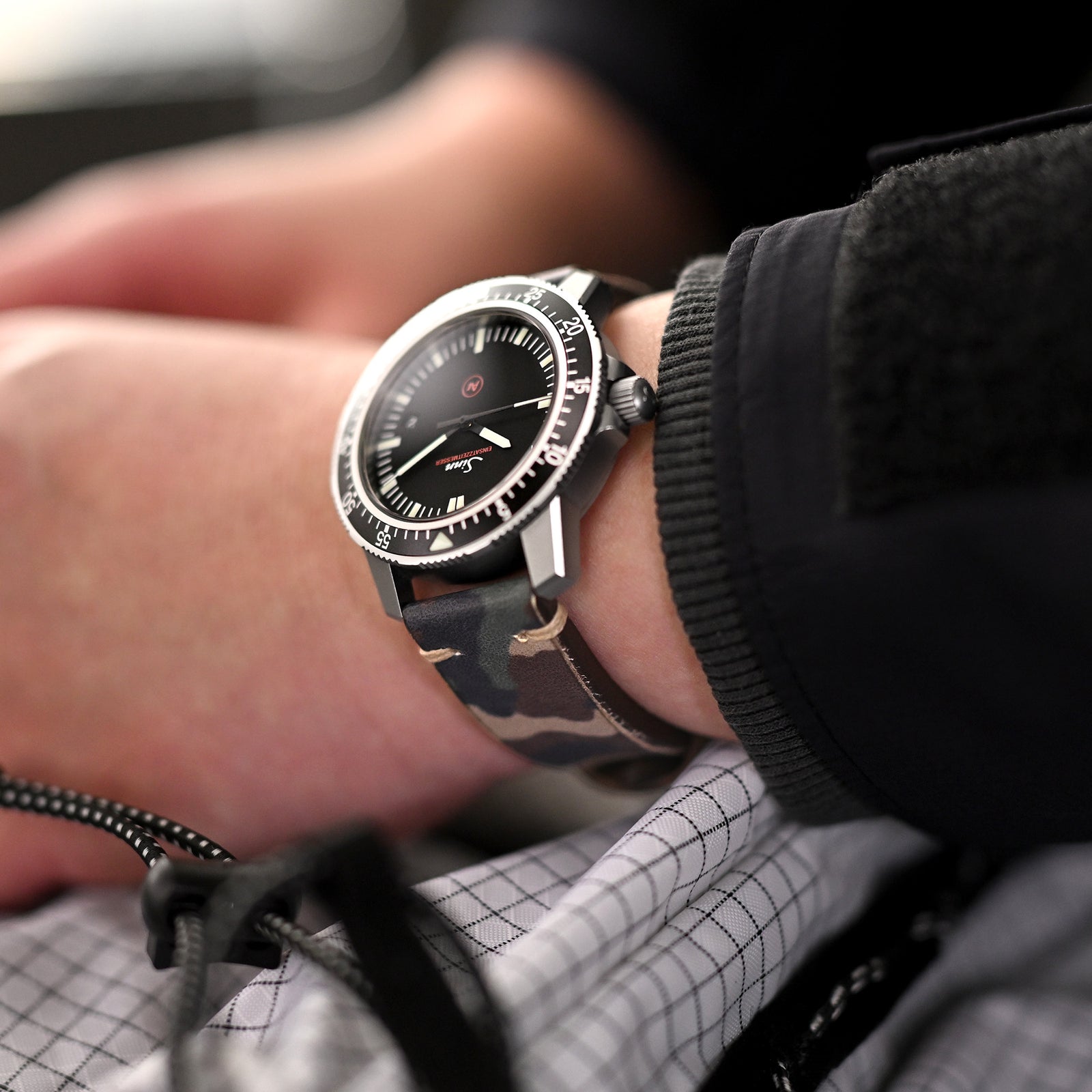 20mm MiLTAT Italian Handmade Camo Pattern Watch Strap 18mm end Khaki Stitching Strapcode Watch Bands