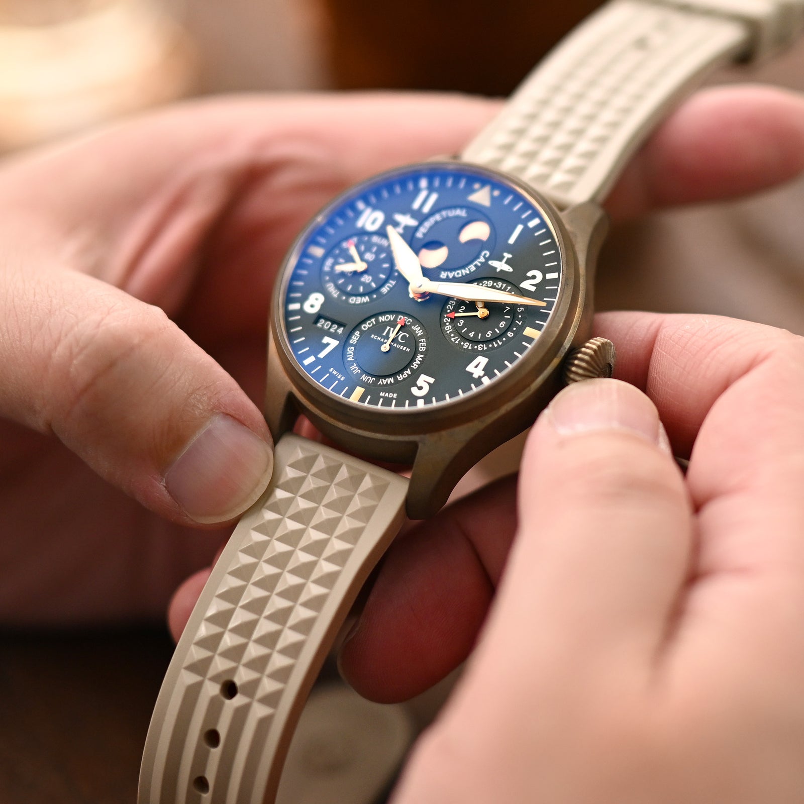 Chaffle Sand FKM Rubber watch strap, 20mm or 22mm Strapcode Watch Bands