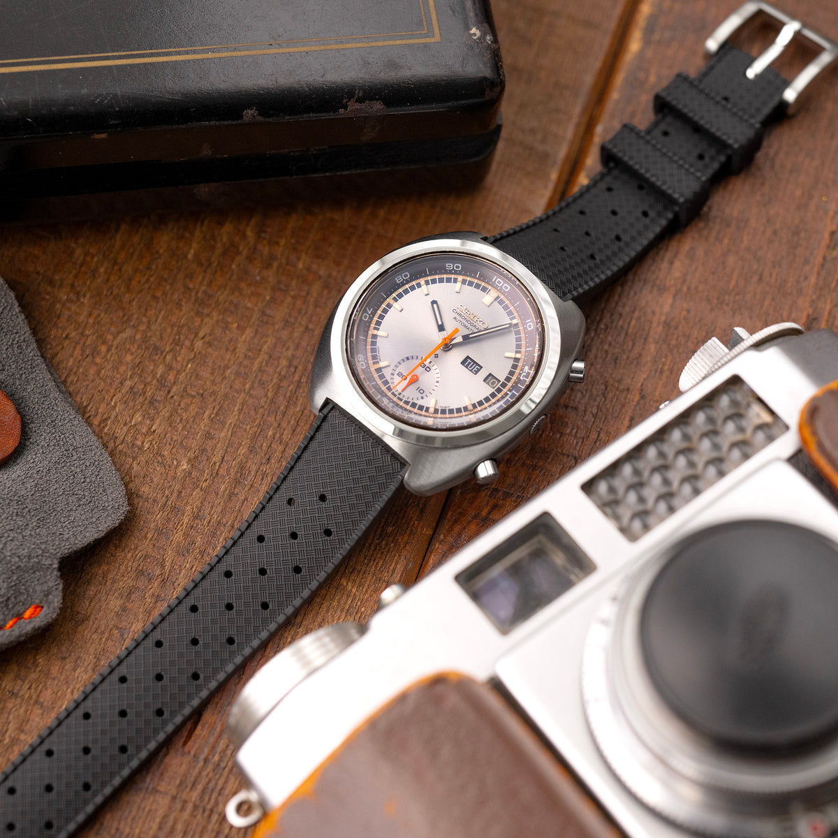 Black Tropical-Style Pro FKM Rubber Quick Release Strap 19mm to 23mm