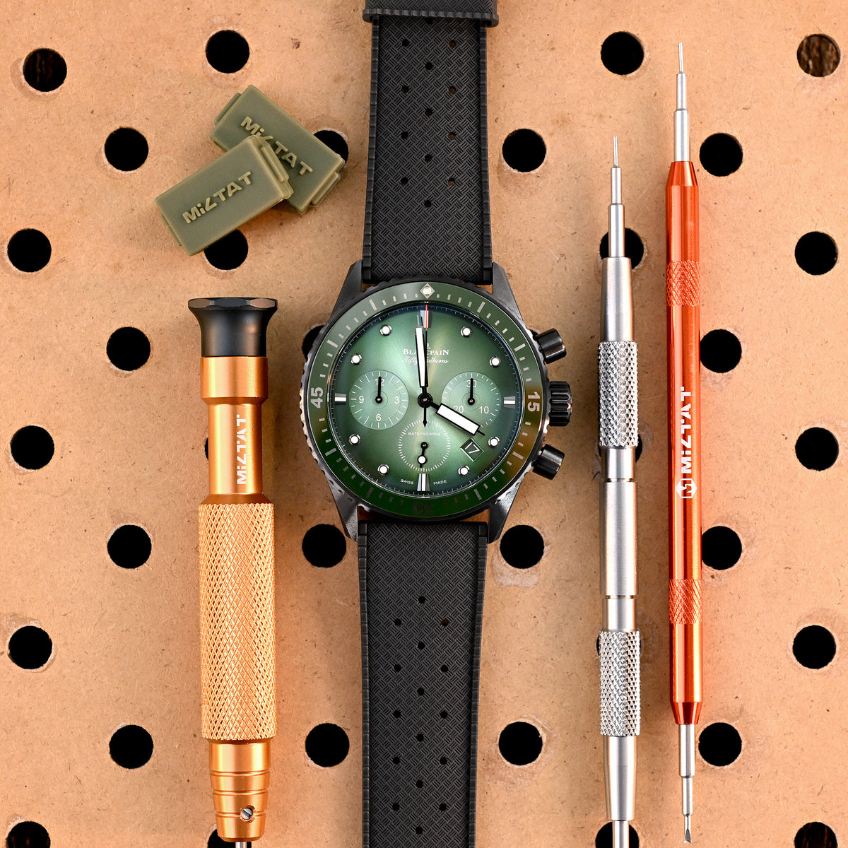 Black Tropical-Style Pro FKM Rubber Quick Release Strap 19mm to 23mm