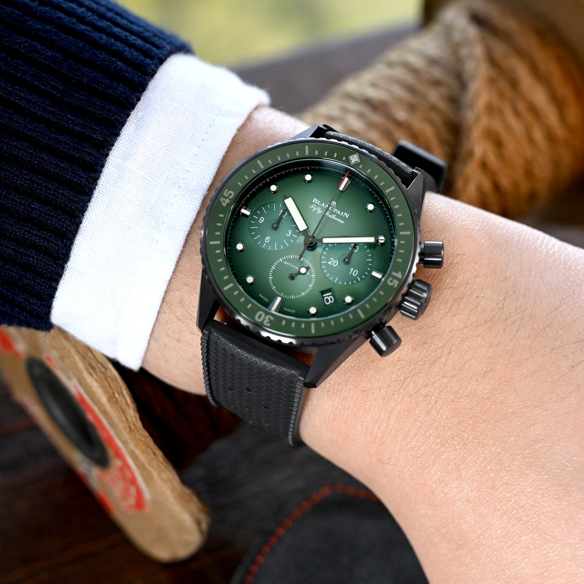 Black Tropical-Style Pro FKM Rubber Quick Release Strap 19mm to 23mm