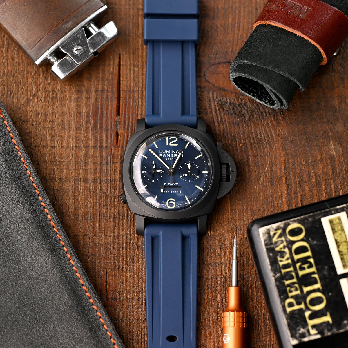 Panerai Luminor Chrono Monopulsante 8 Giorni GMT Blu Notte PAM1135 Strapcode Watch Bands