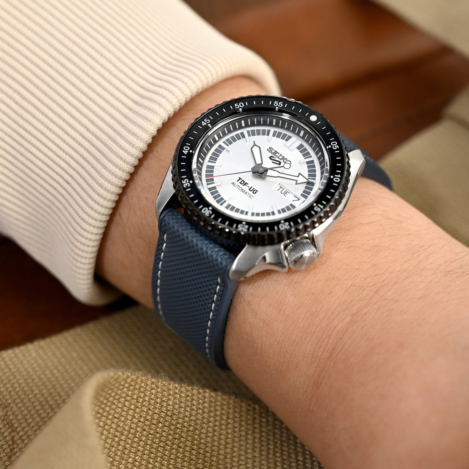 FKM38 Navy Blue FKM Quick Release Rubber Watch Band, Brushed, 20mm or 22mm Strapcode watch bands