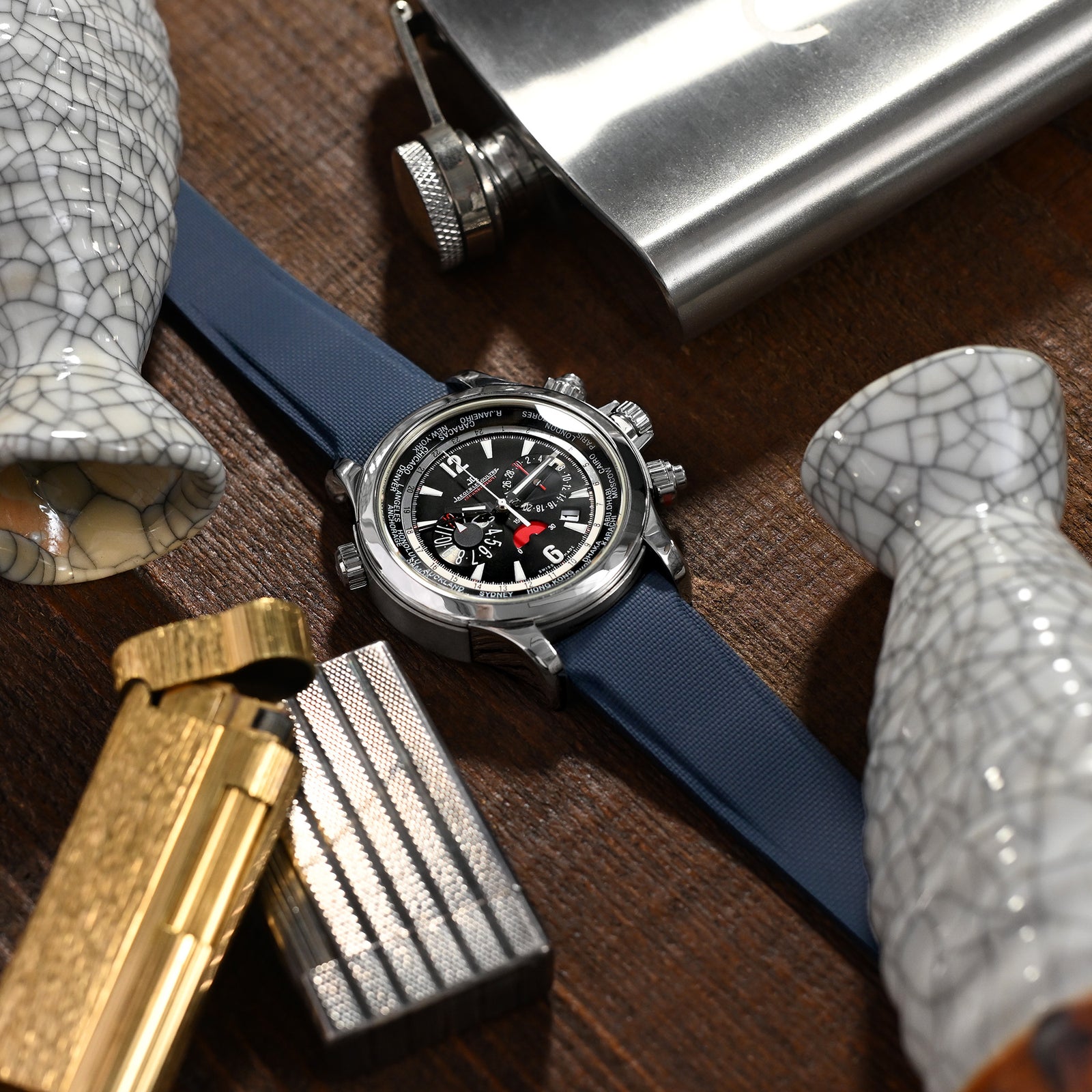 FKM40 Navy Blue Quick Release Butterfly Deployment FKM Rubber Watch Band, Strapcode watch bands