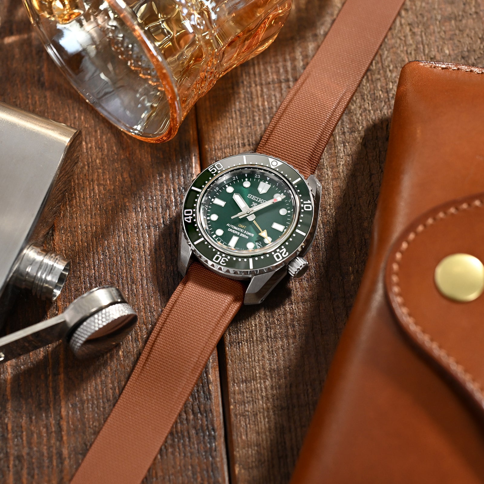 20mm Brown FKM40 FKM Quick Release Rubber Deployment Watch Band Strapcode watch bands