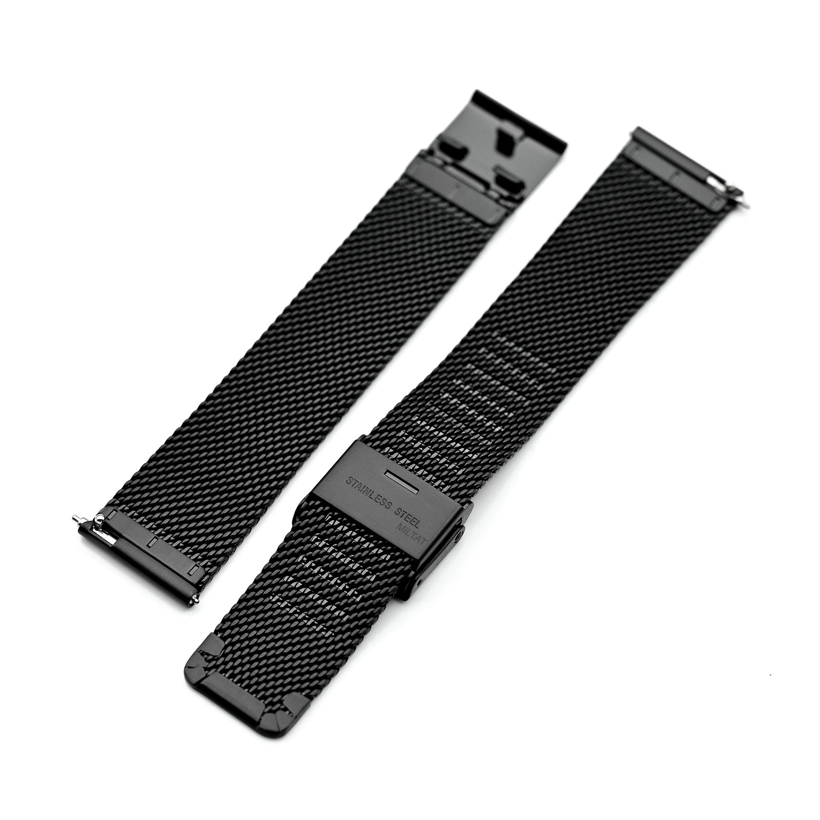Quick Release Classic Superfine Mesh Watch Band, 18mm, 19mm, 20mm or 22mm, PVD Black